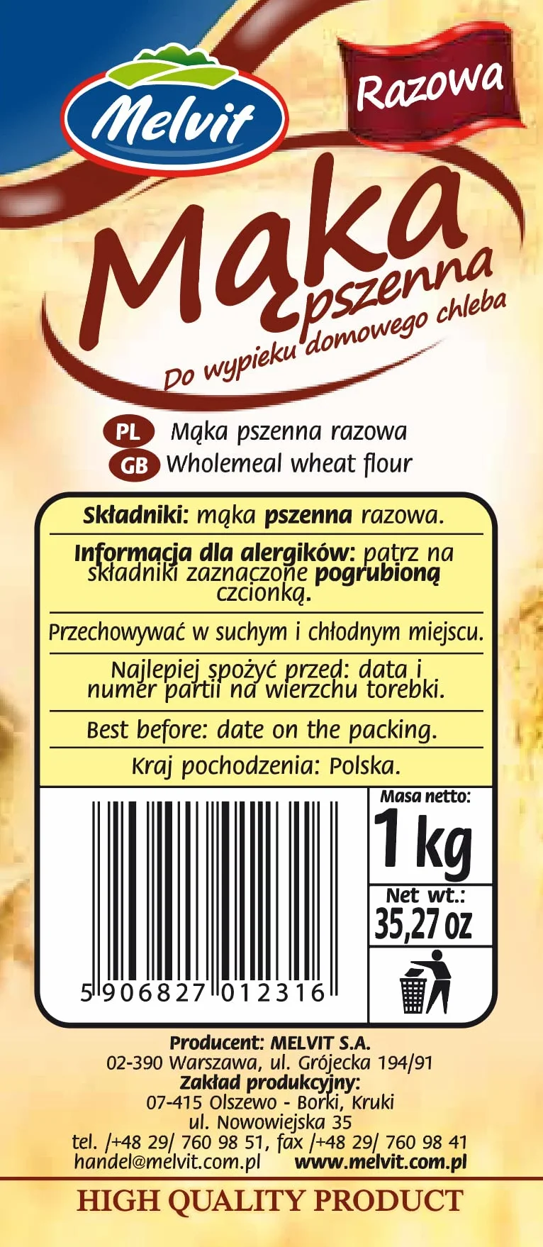 Mąka pszenna razowa typ 1850 1kg