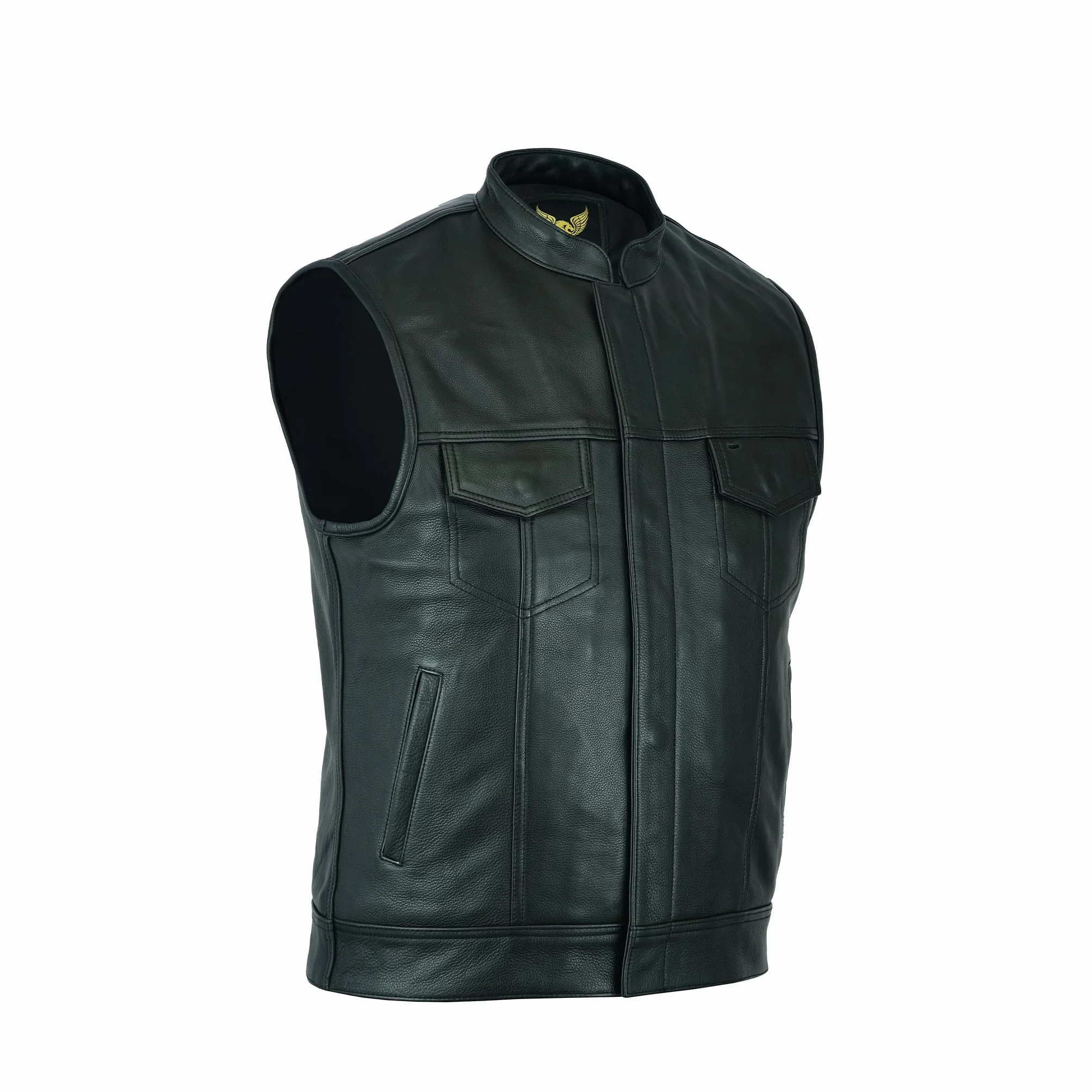 Leatherick Męska kamizelka motocyklowa Anarchy Premium ze skóry bydlęcej, czarna, M - EUR48