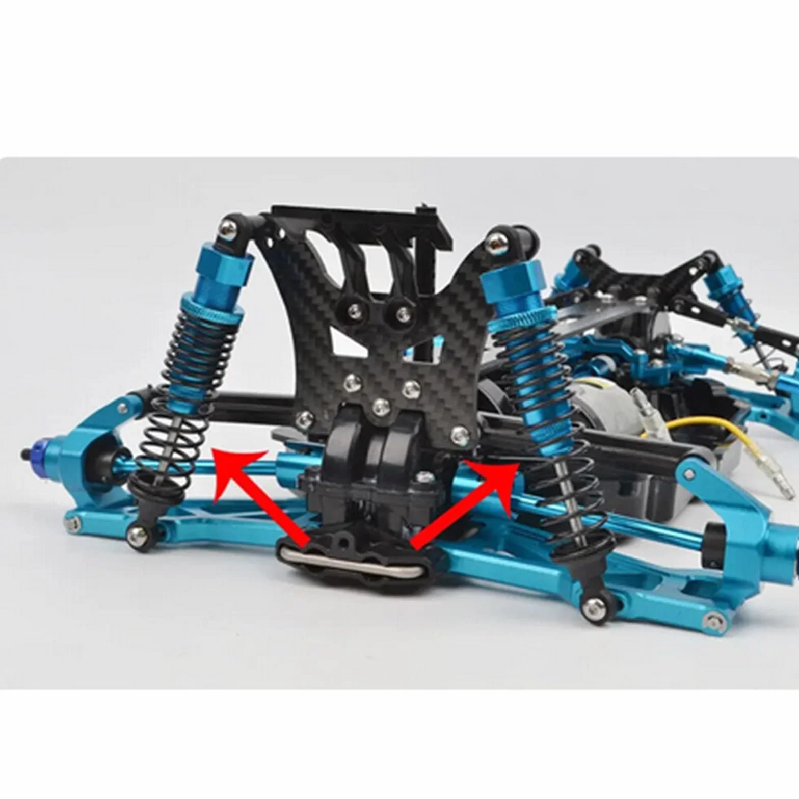 1/10 RC przedni tylny amortyzator 4-pak aluminiowych amortyzatorów do Tamiya DT-02 DF-02 DT-03 TT-02B 1/10 RC części zamienne (niebieski)