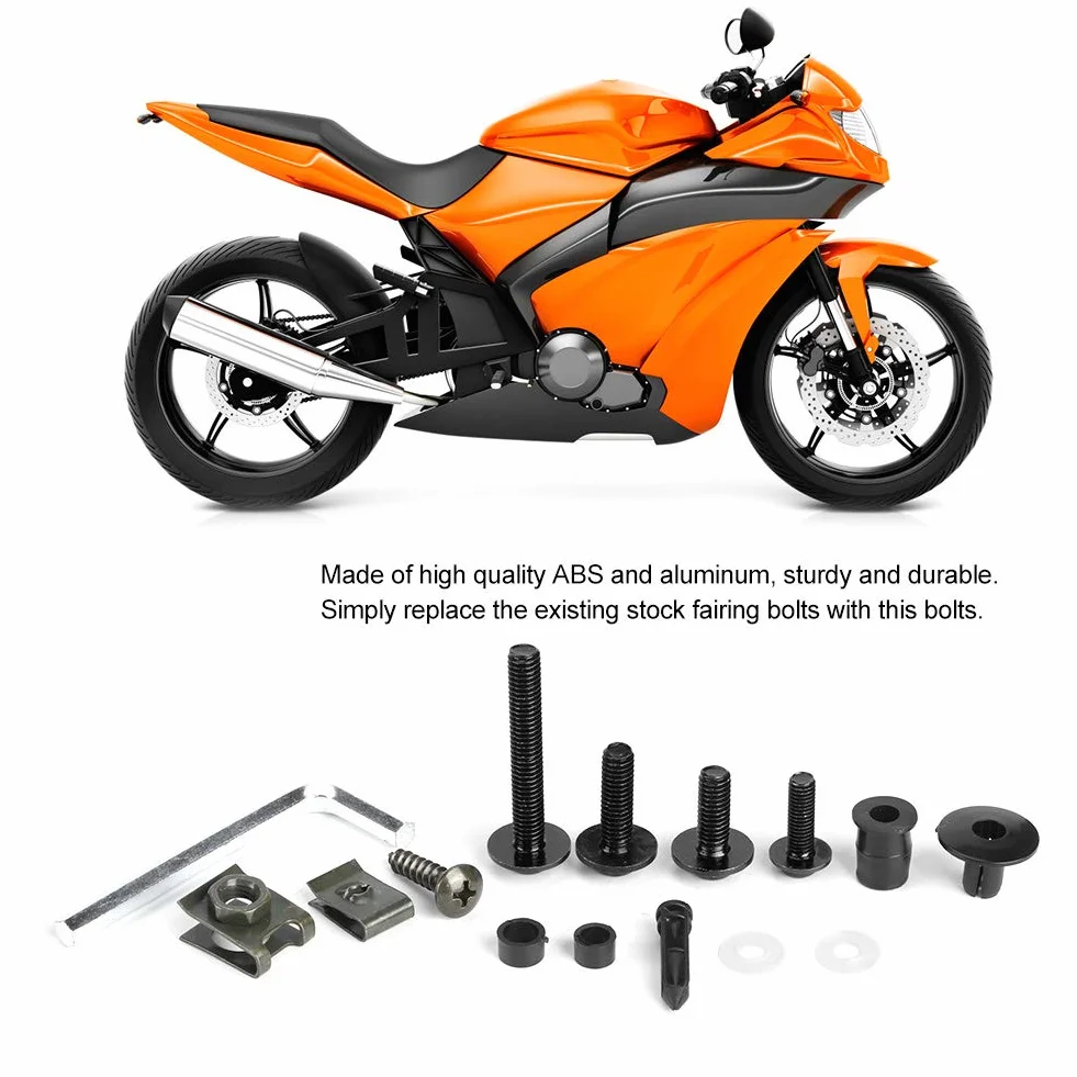 223 Szt. Uniwersalny Zestaw śrub Do Owiewek Motocyklowych, M5 M6 Szyby Motocyklowe śruby łączniki, Podkładki Nakrętki śruby Zestaw Asortymentowy(Czarny)