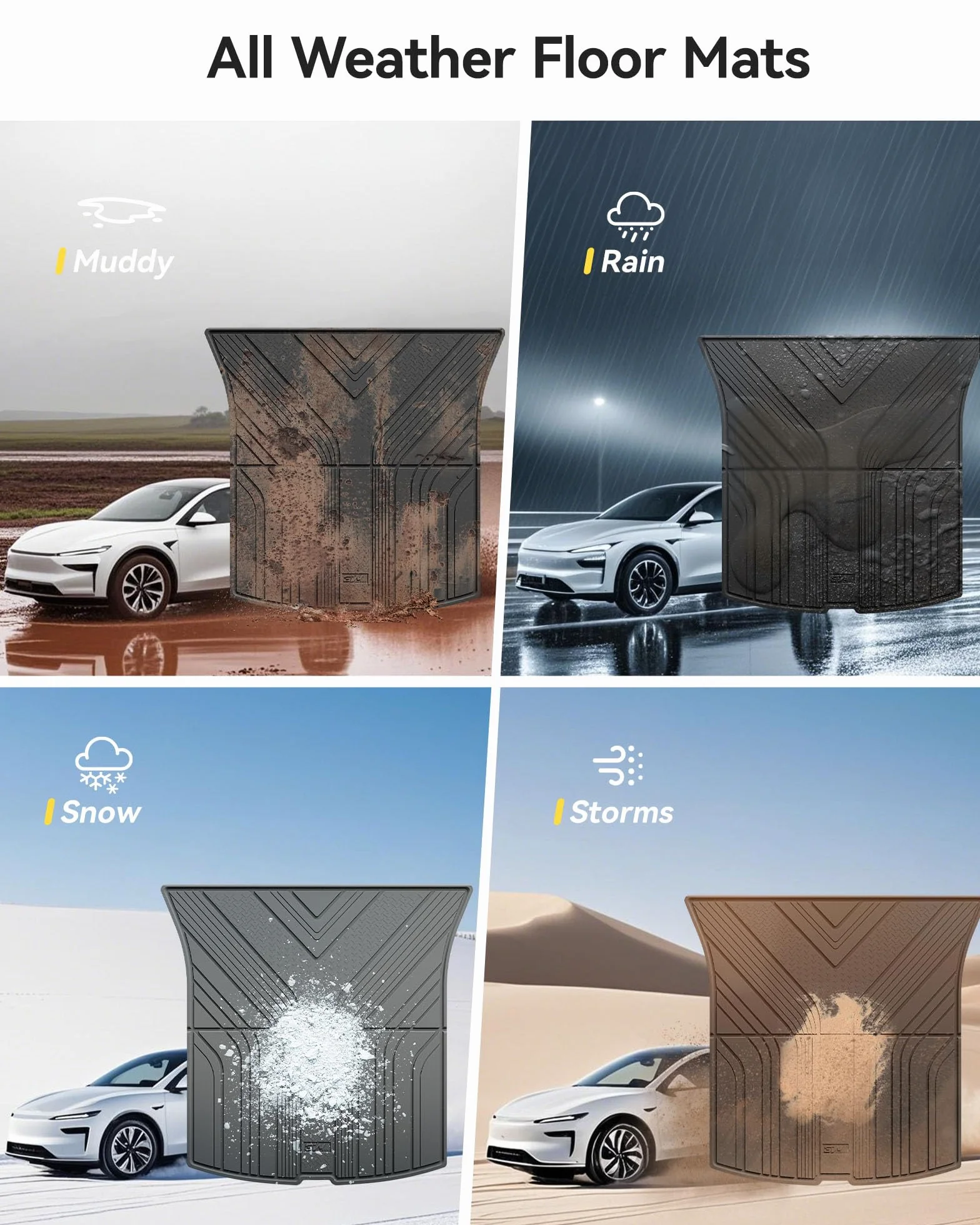 3W Mata Bagażnika 3PCS dla Tesla Model Y Juniper 2025-2026, Wodoodporne i Wytrzymałe Maty ochronne Bagażnika Psów z Thorex™, Tyłu Zrównoważające Uderzenia dla Model Y Juniper