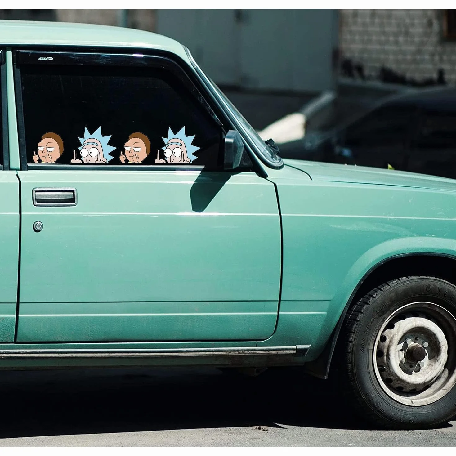 4 szt. Odblaskowe naklejki samochodowe Rick and Morty, naklejki samochodowe, naklejki samochodowe, naklejki motocyklowe, Auto Aufkleber Lustige do samochodów, notebooków, okien itp