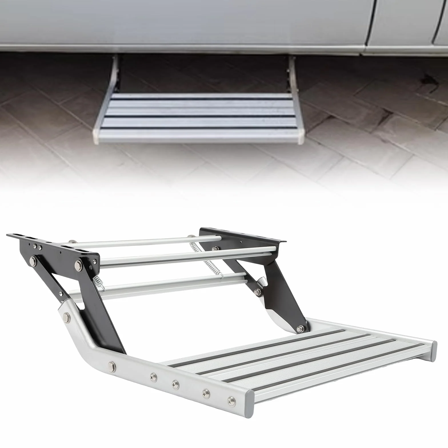 kempingowy składany stopień, jedno stopniowanie, 54 * 61 cm stopień aluminiowy RV, drabinka kempingowa dla kempingowych samochodów kempingowych, przyczep podróżnych, ciężarówek