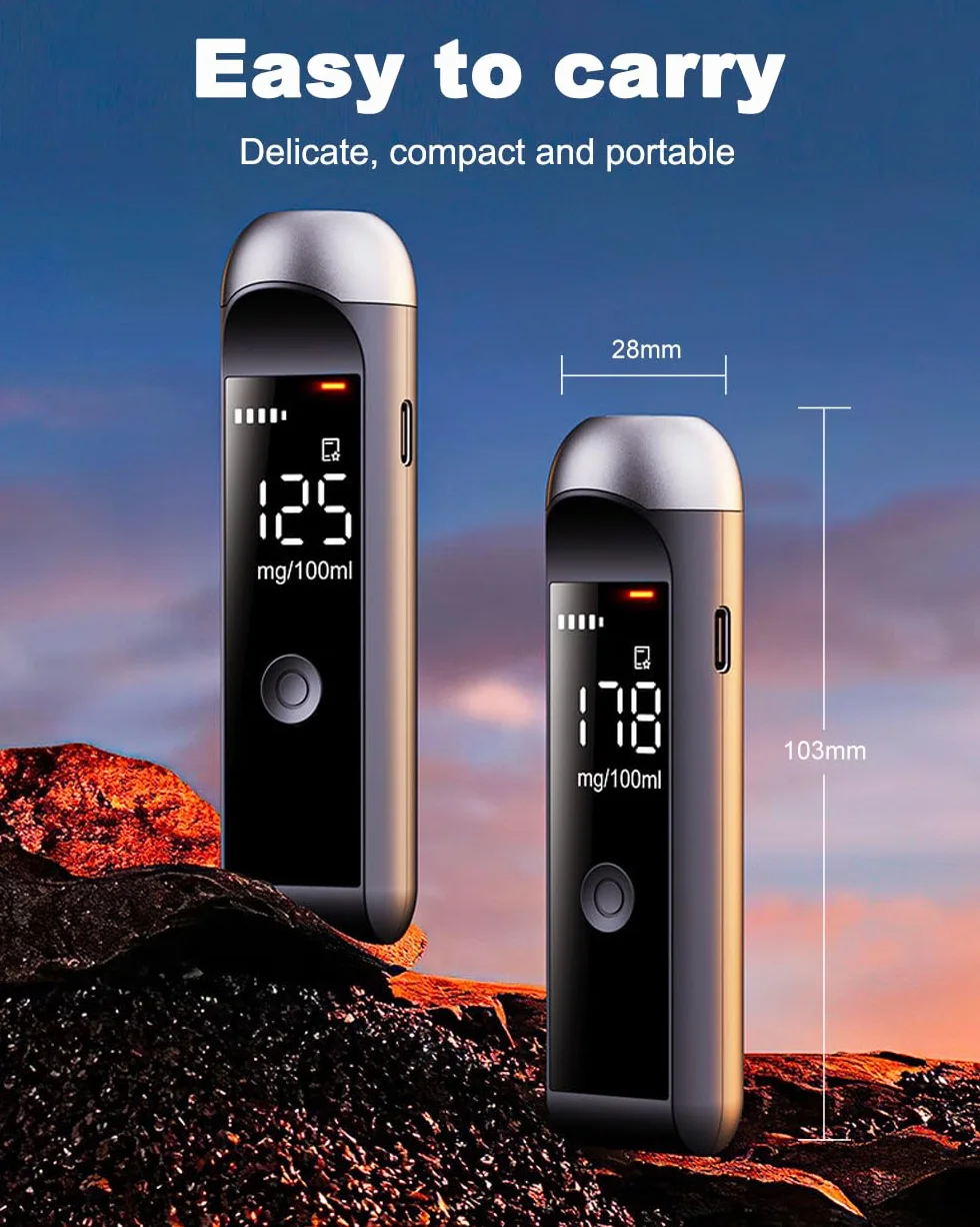 Breathalyzer Professional-Grade High Accuracy Alcohol Tester with LCD Digital Display Portable USB C