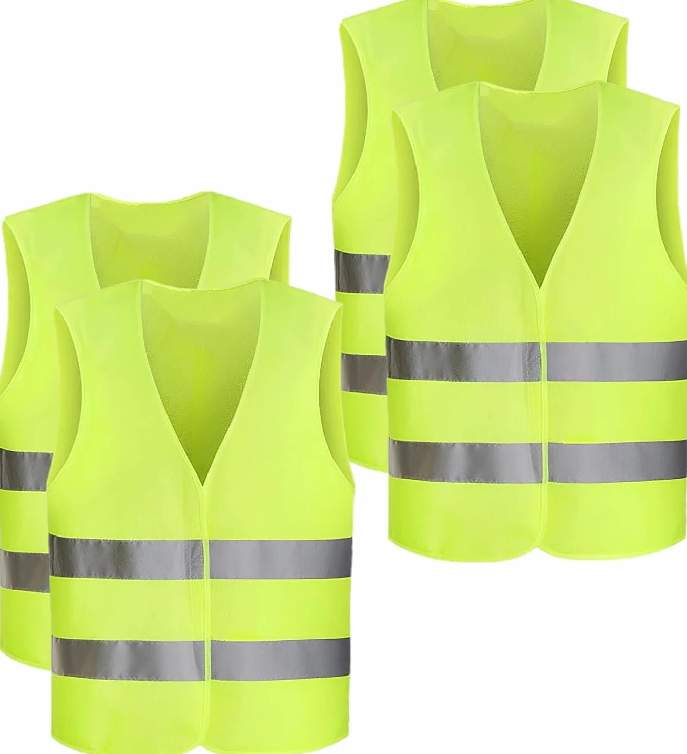 4 sztuki uniwersalnych kamizelek ostrzegawczych do samochodu, kamizelka odblaskowa 360°, nadaje się do prania, dla rowerzystów, policji, pracowników, kierowców