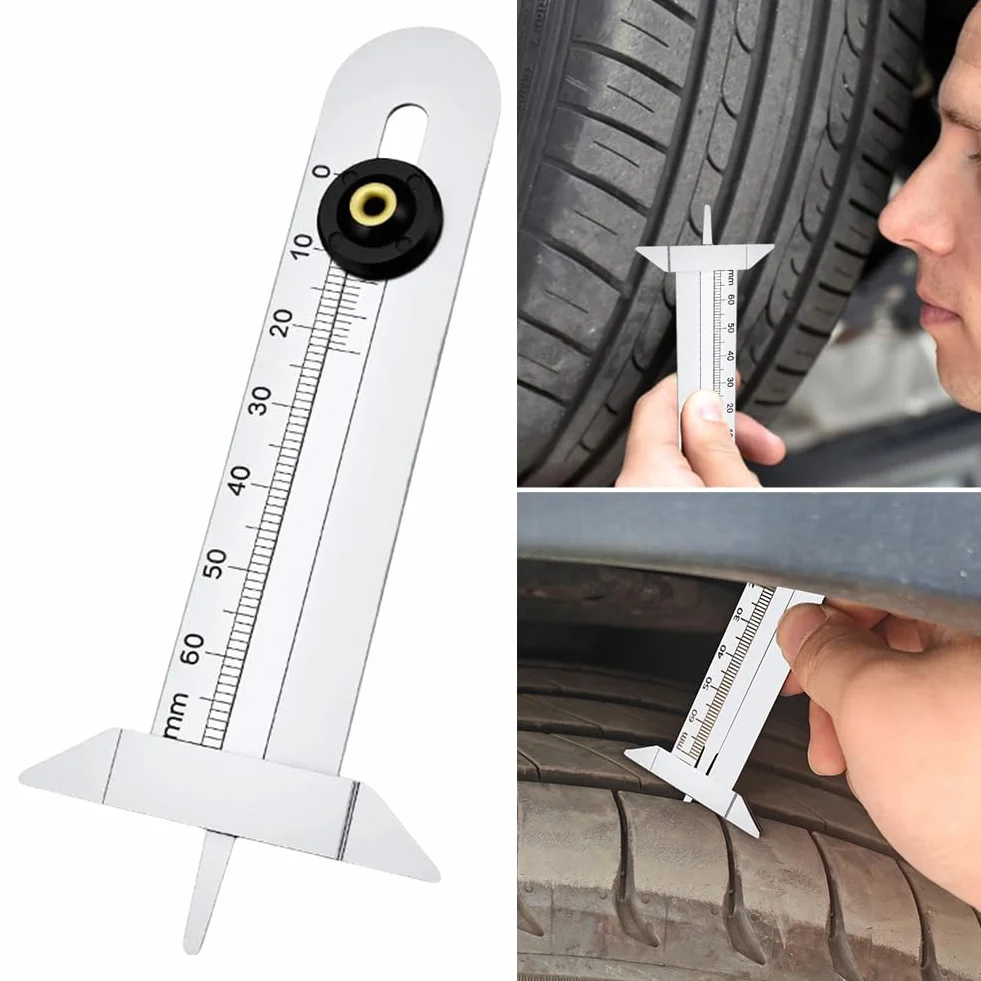 Generic Miernik głębokości bieżnika opon, suwmiarka, 0-60 mm, narzędzie wielokrotnego użytku do monitorowania zużycia, rozdzielczość 0,01 mm, miernik głębokości opon samochodowych i motocyklowych