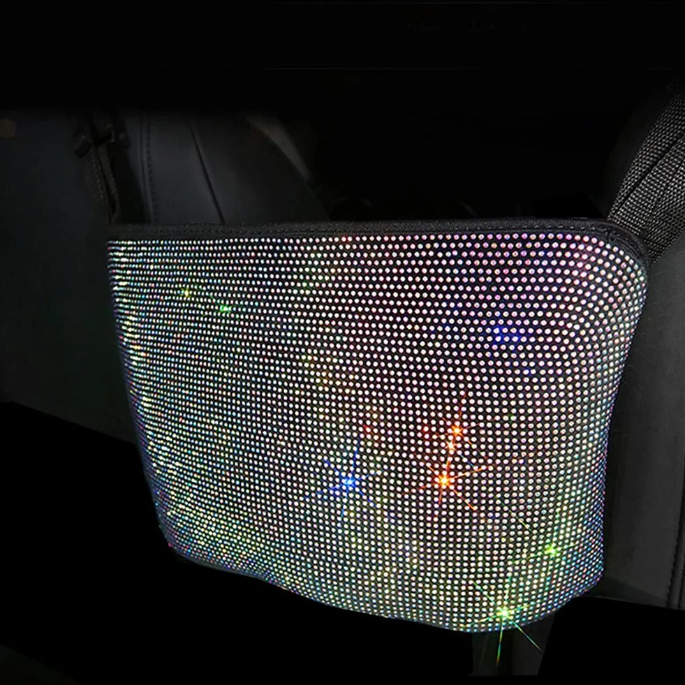 Bling Bling organizer na fotel samochodowy, worek na śmieci, z brokatem, z kryształem strasu, organizer na oparcie samochodu, duża pojemność, torba do przechowywania, kolor