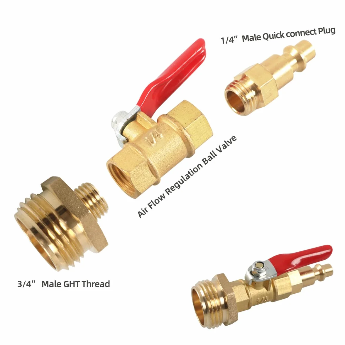 Winterize Blowout Adapter z 1/4 '' męskim szybkim połączeniem i 3/4'' męskim gwintem GHT RV Blowout połączonym z zaworem