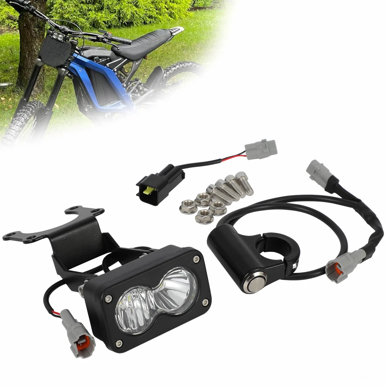 Reflektory motocyklowe Dirt Bike przednie światła do Surron Light Bee X/S L1e z przełącznikiem Surron, białe światło