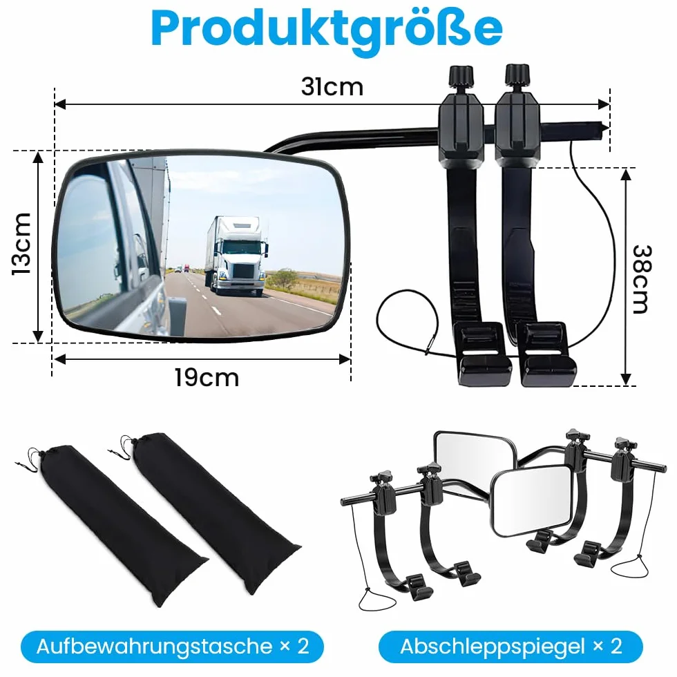 2 sztuki regulowanych dodatkowych lusterek zewnętrznych, uniwersalne, do przyczep kempingowych, samochodów osobowych, lewe i prawe (brand, product_type)