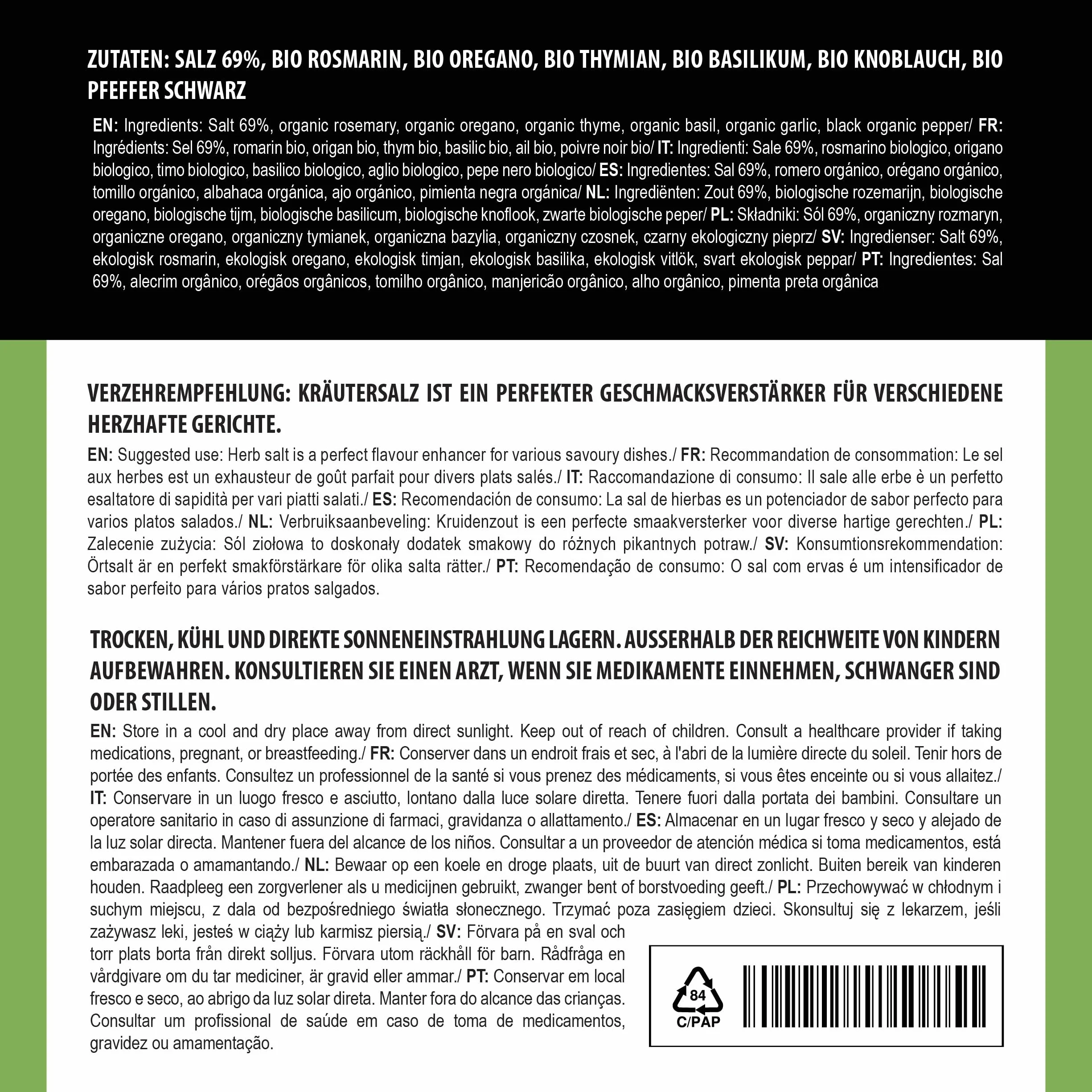 Alpi Nature Ekologiczne Śródziemnomorskie Zioła i Przyprawy 500g, Sól Ziołowa