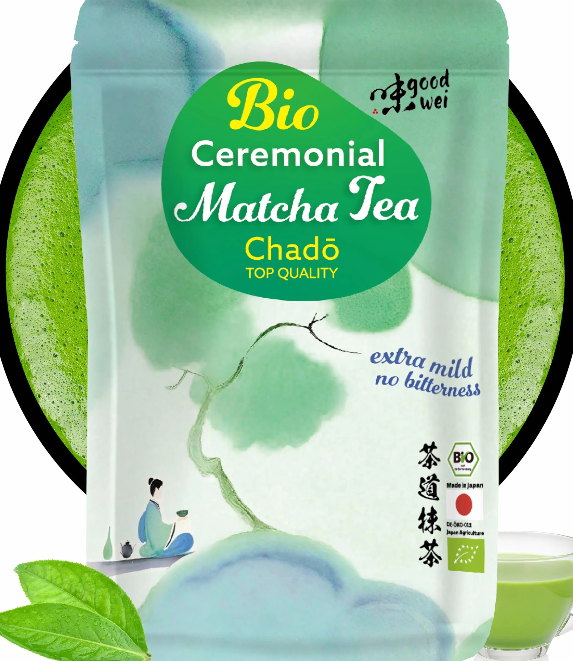 Chado - Ekologiczna Matcha Ceremonialna z Japonii (Mie) | Pierwszy Zbiór Wiosenny | Premium Zielona Herbata Matcha do Ceremonii i Latte, 100g