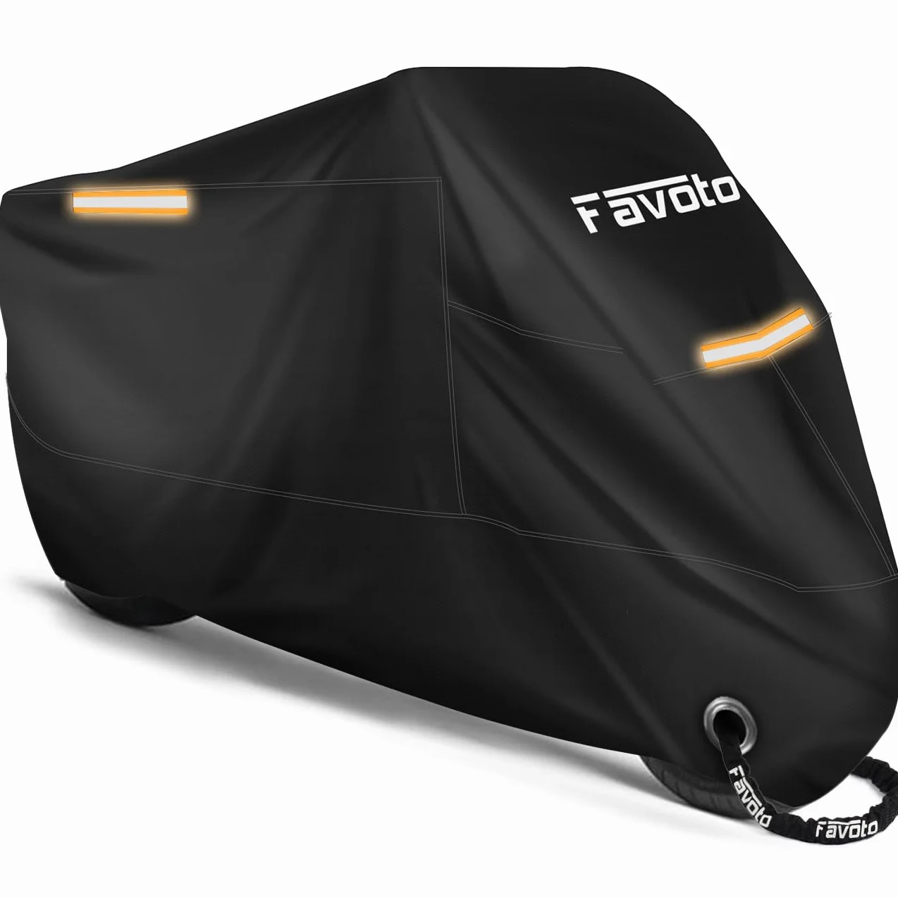 Favoto Pokrowiec na motocykl Pokrowiec na motocykl zewnętrzny XXXL 210T Pokrowiec z tkaniny Oxford Wewnętrzny pokrowiec na motocykl Pyłoszczelny z wodoodpornymi paskami Ulepszony otwór blokujący 265 cm x 105 cm x 125 cm