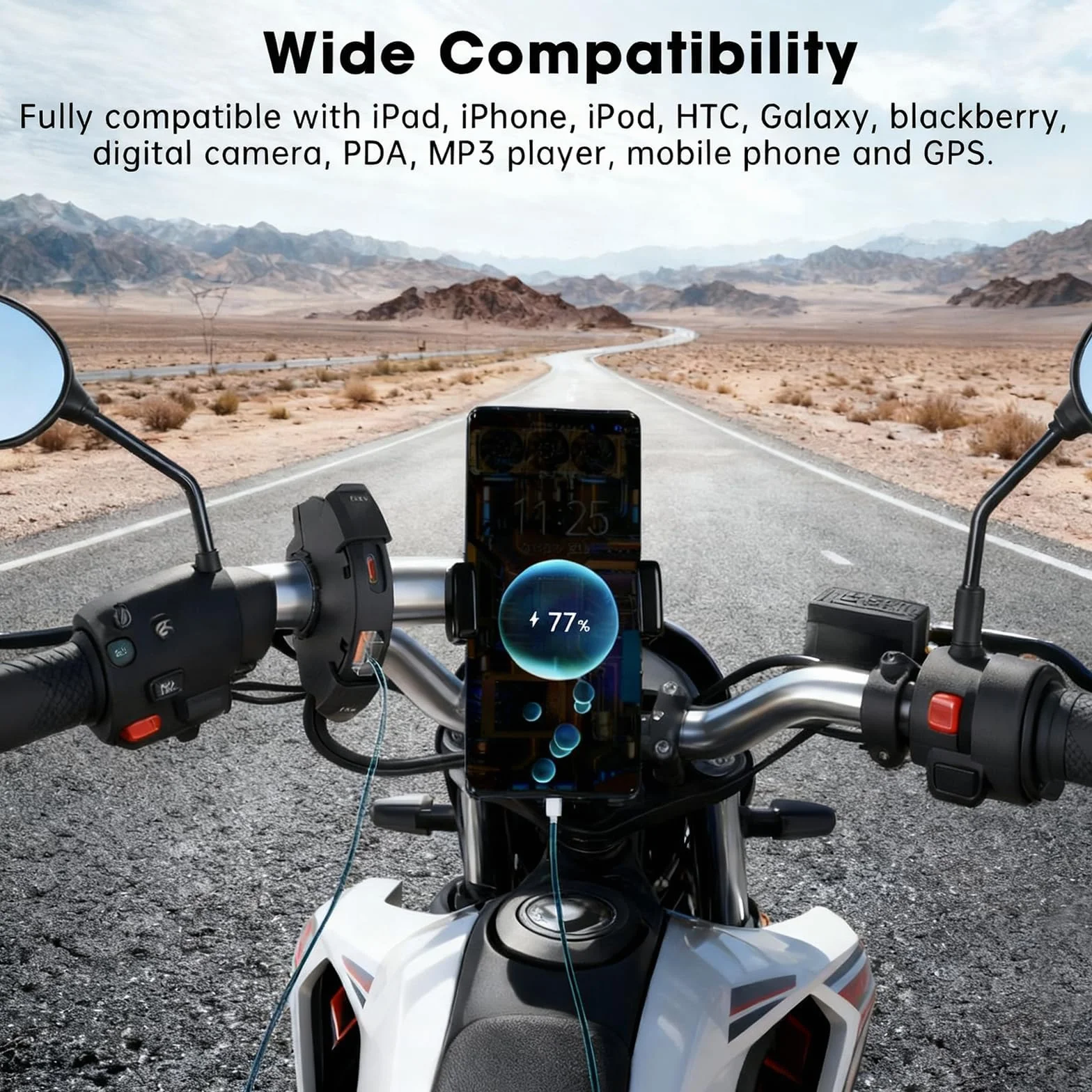Motocyklowa ładowarka USB 48 W, 2 porty (QC3.0 18 W + PD3.0 30 W), IP65, gniazdo USB C 12-24 V – szybkie ładowanie w podróży i podczas przygód / na co dzień / na zewnątrz – kompatybilna z telefonami