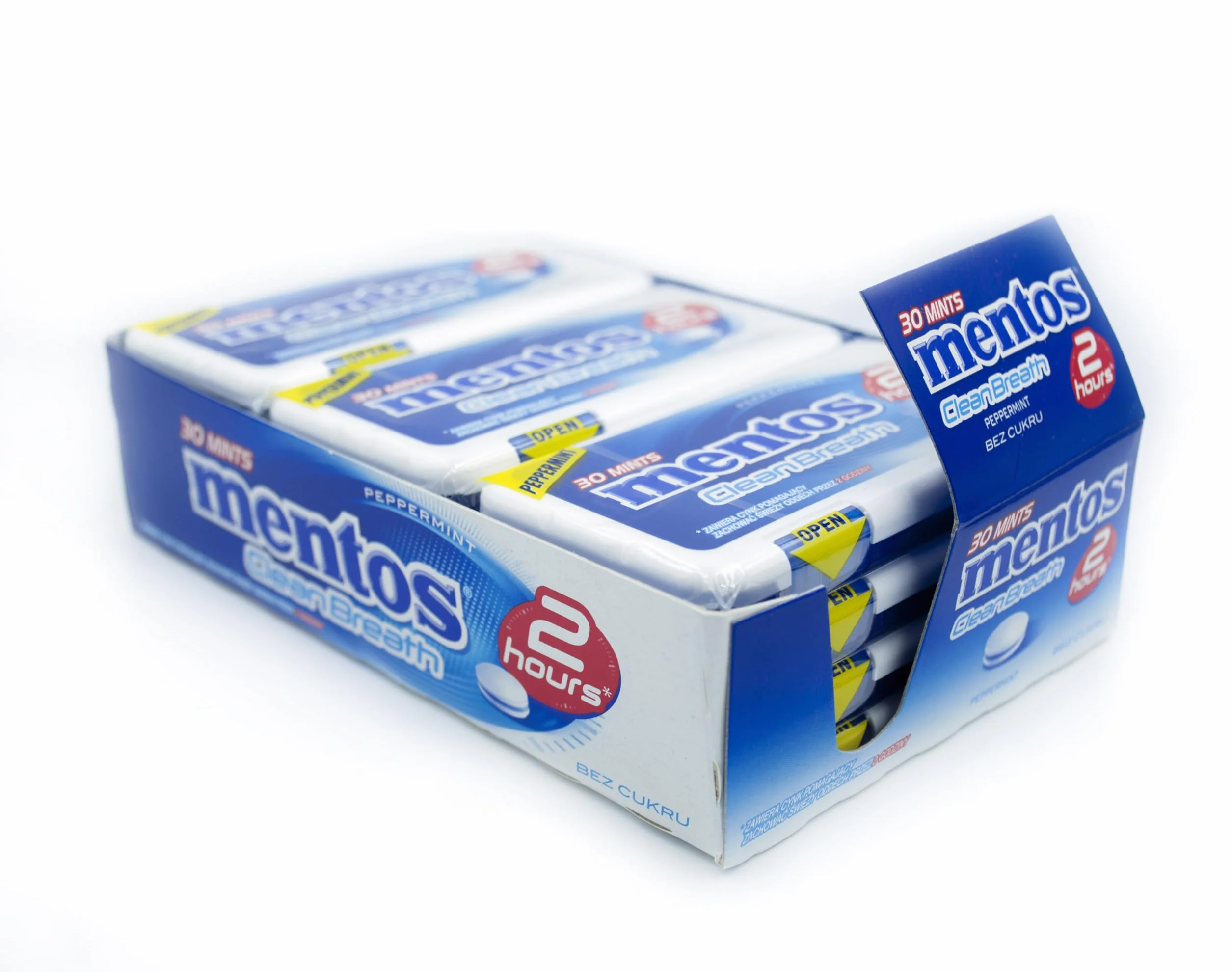Fresh Windsurfing Mentos Clean Breath pastylki miętowe 12 sztuk x 21 g duże opakowanie rodzinne cukierki miętowe, Mi?ta pieprzowa, 21g
