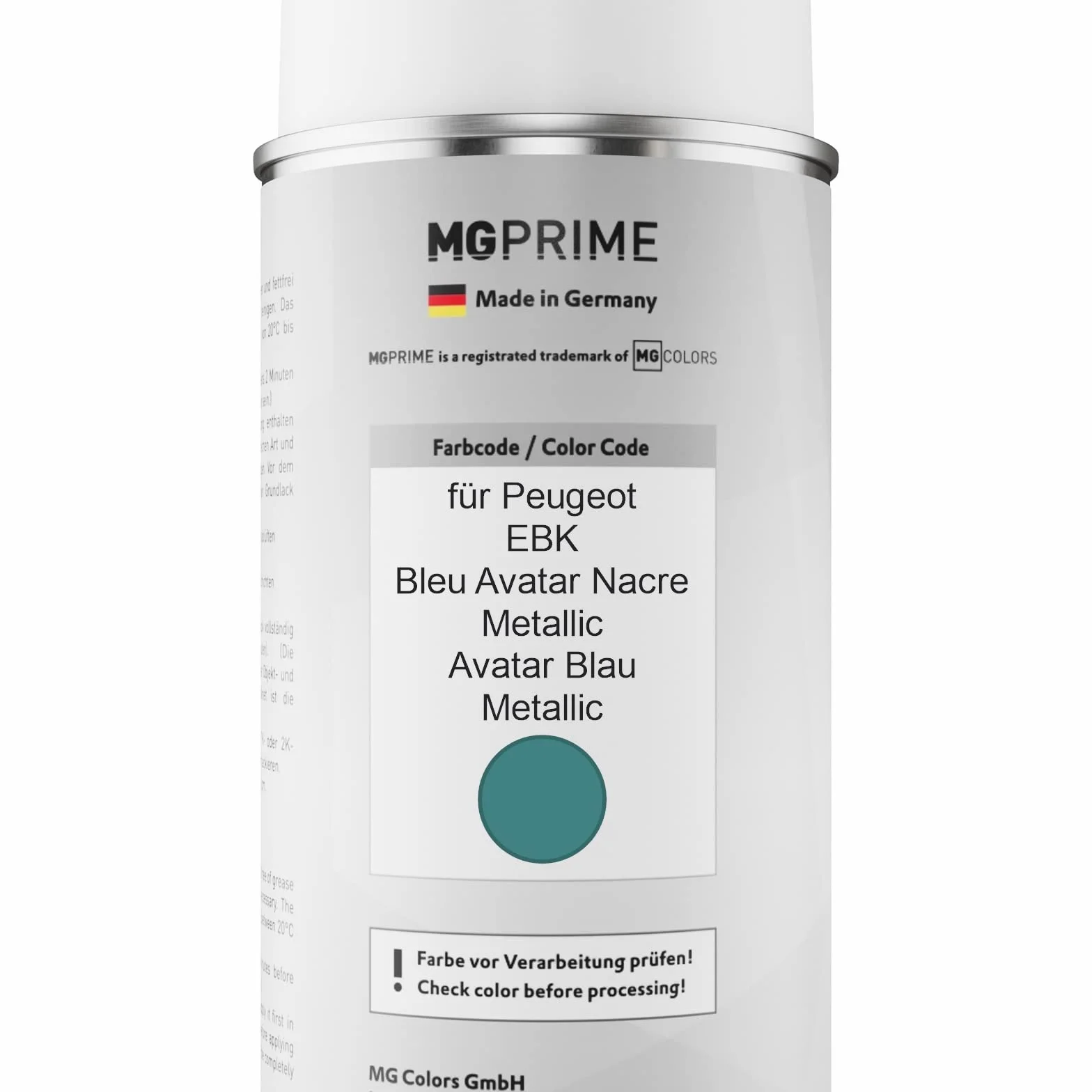 MG PRIME Lakier samochodowy dla Peugeot EBK Bleu Avatar Nacre Metallic/Avatar Blue 400ml