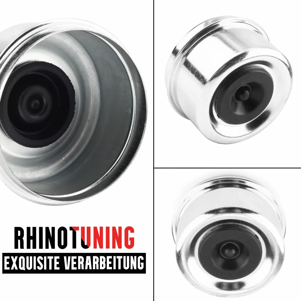 RhinoTuning Zestaw zaślepek przeciwpyłowych 62 mm średnica 68 mm chromowane