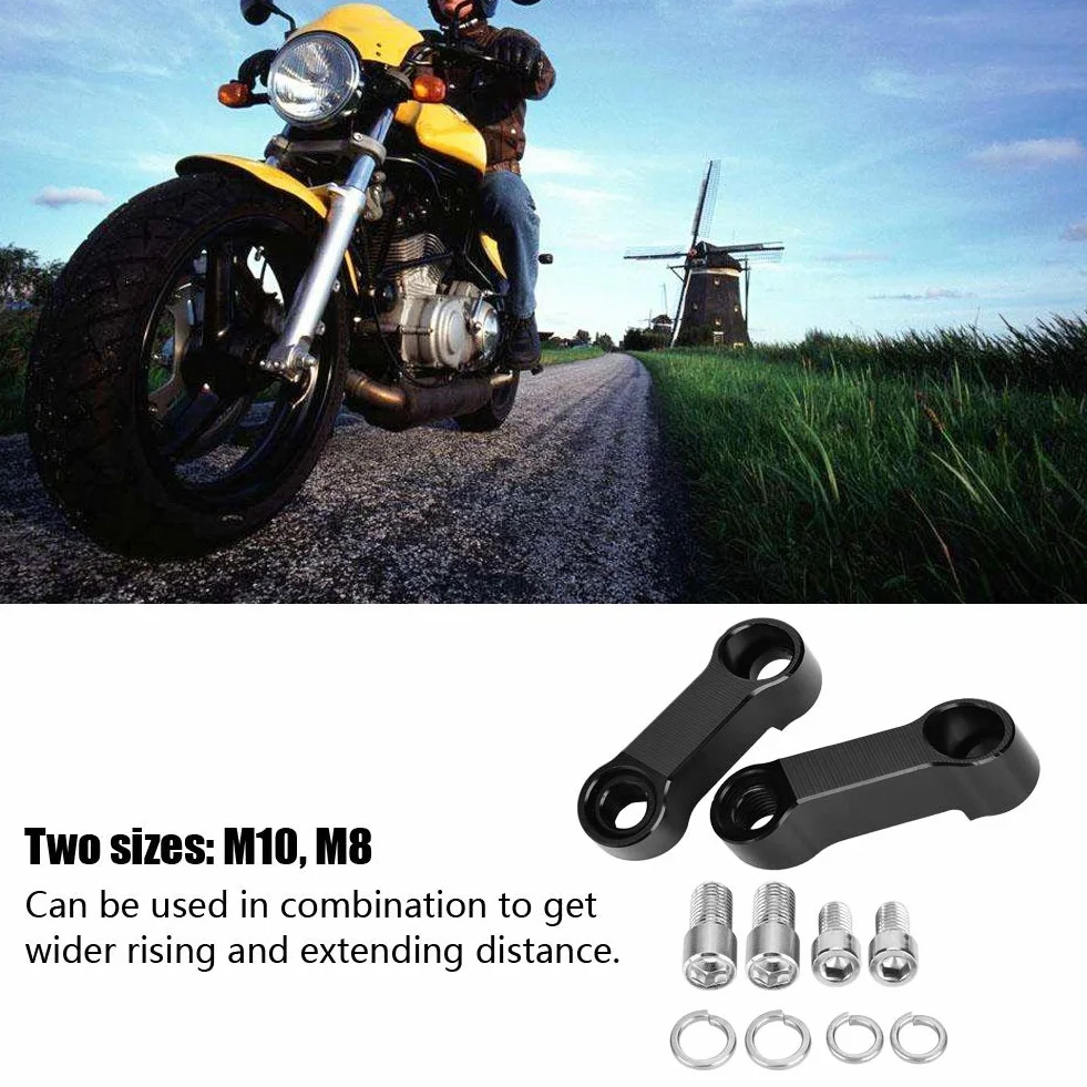 Akozon Mirror Adapter M10 M8 Riser Mount Extension Czarny Zestaw Motocyklowe lusterko wsteczne