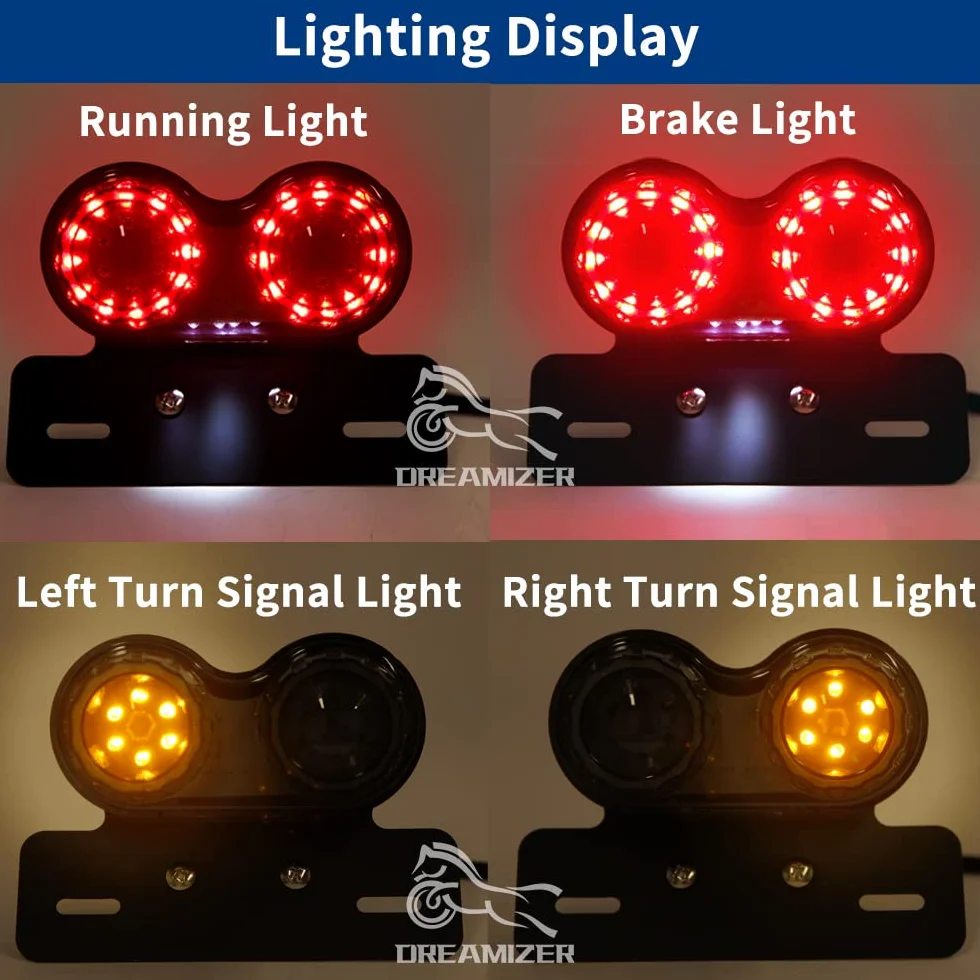 DREAMIZER Uniwersalne 40 diod LED podwójne tylne światło hamowania kierunkowskazy lampa do biegania z uchwytem tablicy rejestracyjnej