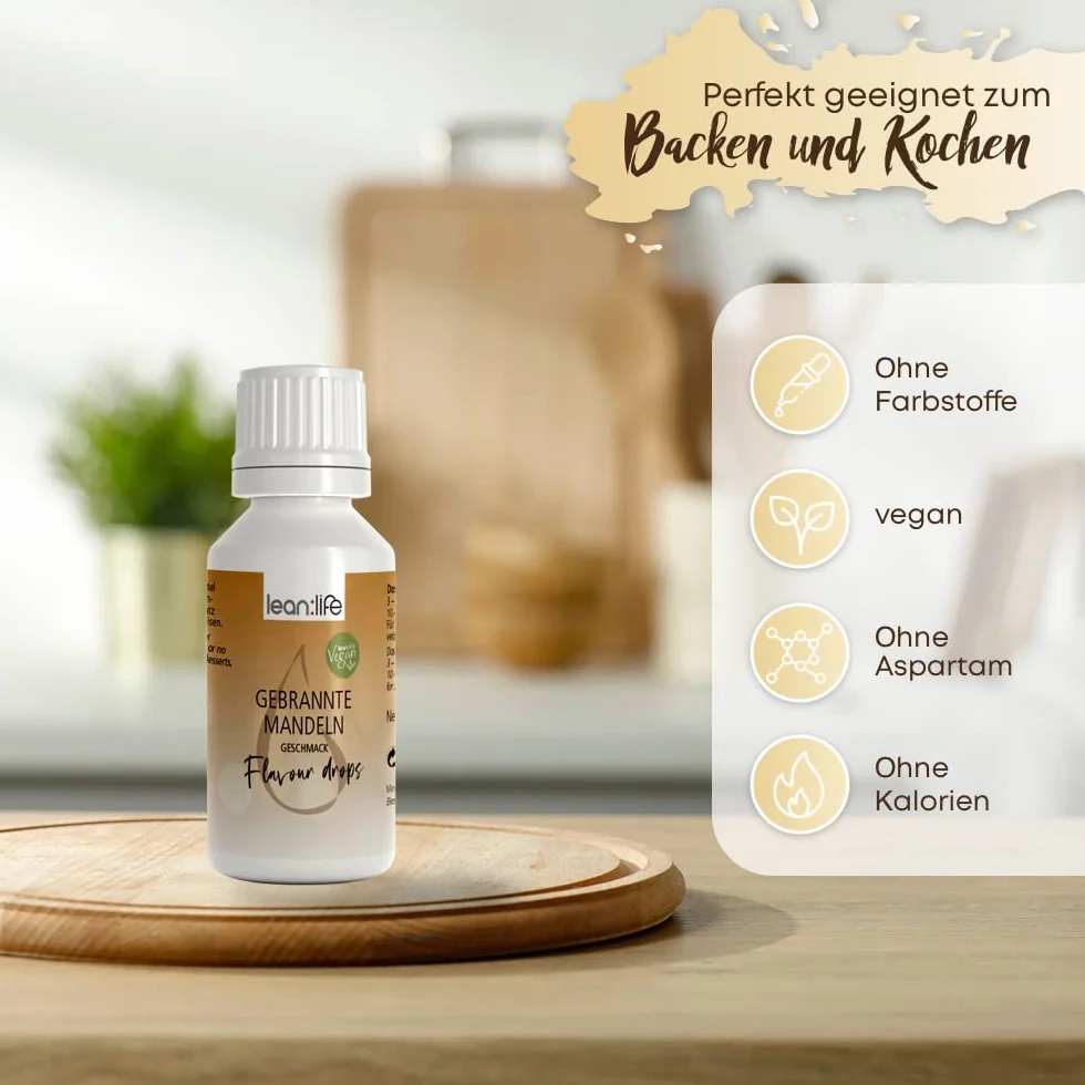 Flavour Drops 30 ml - Spalony migdał - Krople aromatyczne do żywności - bez cukru i niskokaloryczne