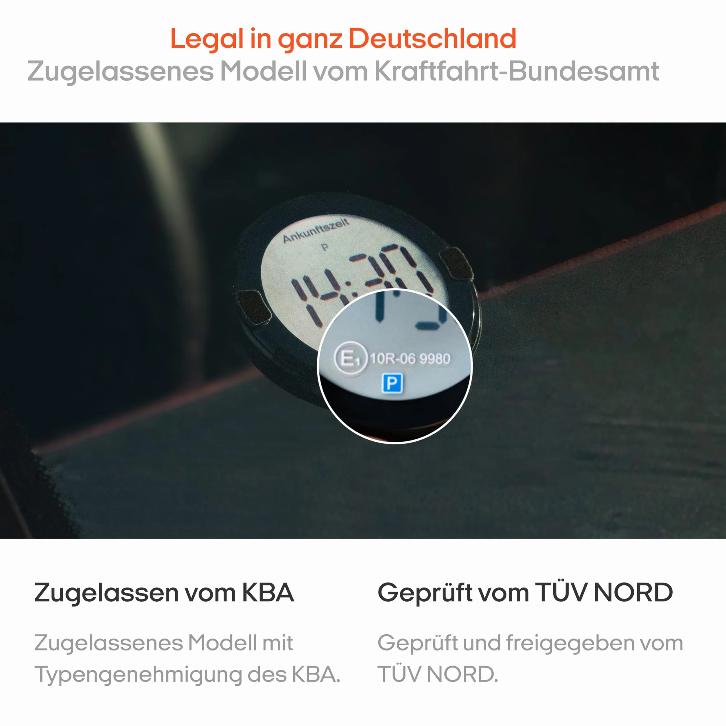OOONO P-DISC NO2 – elektroniczna tarcza parkingowa z dopuszczeniem do użytku w samochodzie – automatyczna cyfrowa tarcza parkingowa z dopuszczeniem do ruchu drogowego KBA zgodnie z niemieckim prawem o