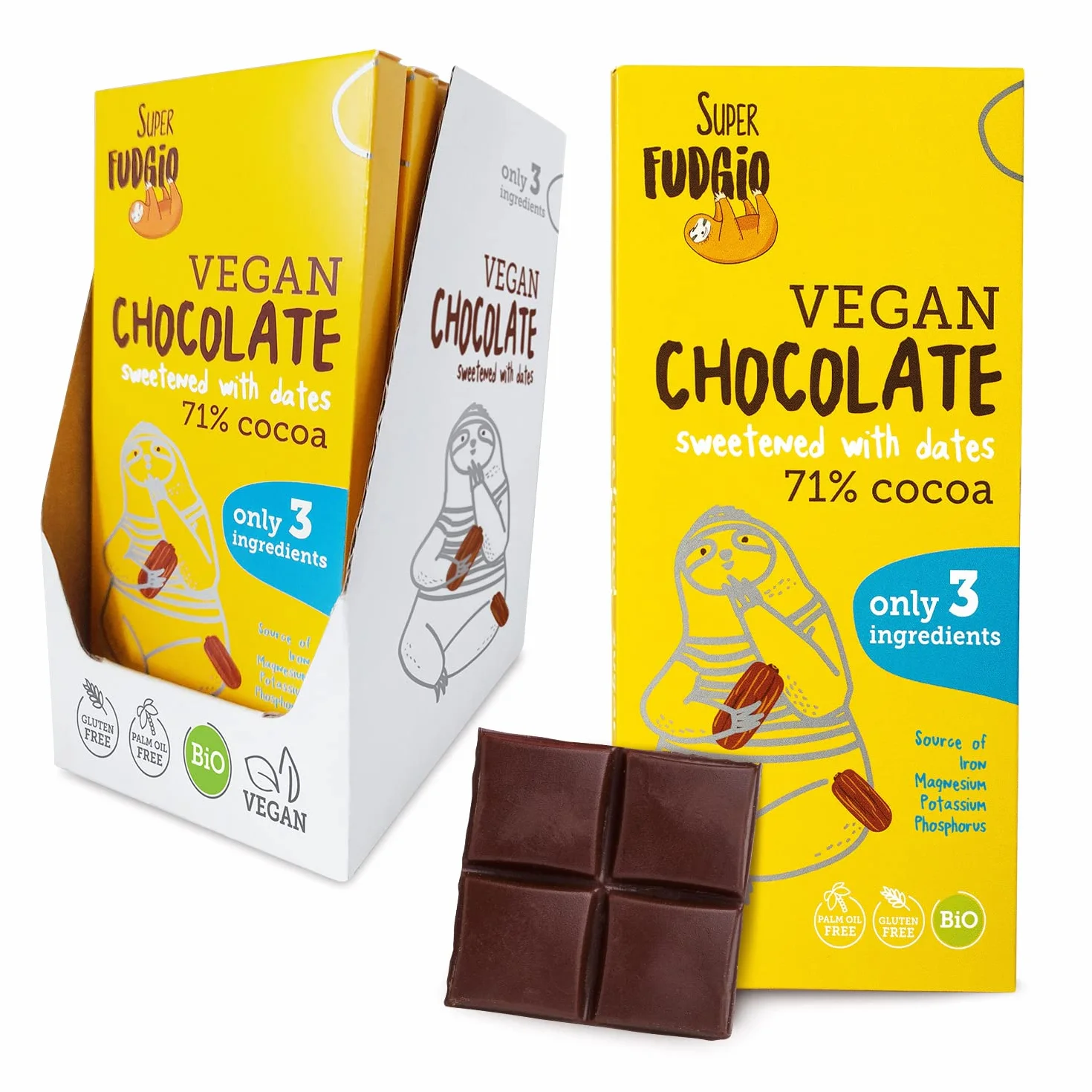 SUPER FUDGIO czekolada słodzona daktylami - bez glutenu - 10x80g