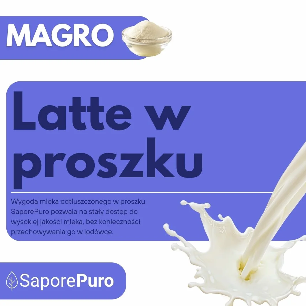 SaporePuro Odtłuszczone Mleko w Proszku 1 kg – Mleko do Spożycia przez Ludzi | Wysoka Rozpuszczalność | Idealne do Ciast, Chleba i Lodów | Zastosowanie Profesjonalne i Przemysłowe | Bezglutenowe