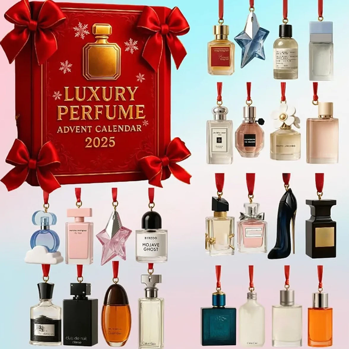 Luksusowy kalendarz adwentowy z perfumem, 2025 aktualizacja 24-dniowy akrylowy zestaw prezentowy do perfum, 24 dni designerskich zapachów dla kobiet i mężczyzn – luksusowy zestaw prezentowy na święta