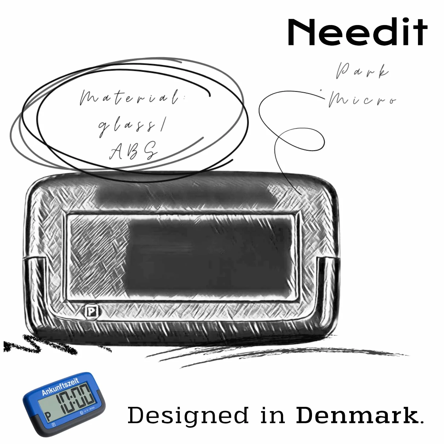 Needit Park Micro Tarcza Parkingowa, Niebieski/Czarny, ‎8 x 4.5 x 1 cm; 31 g