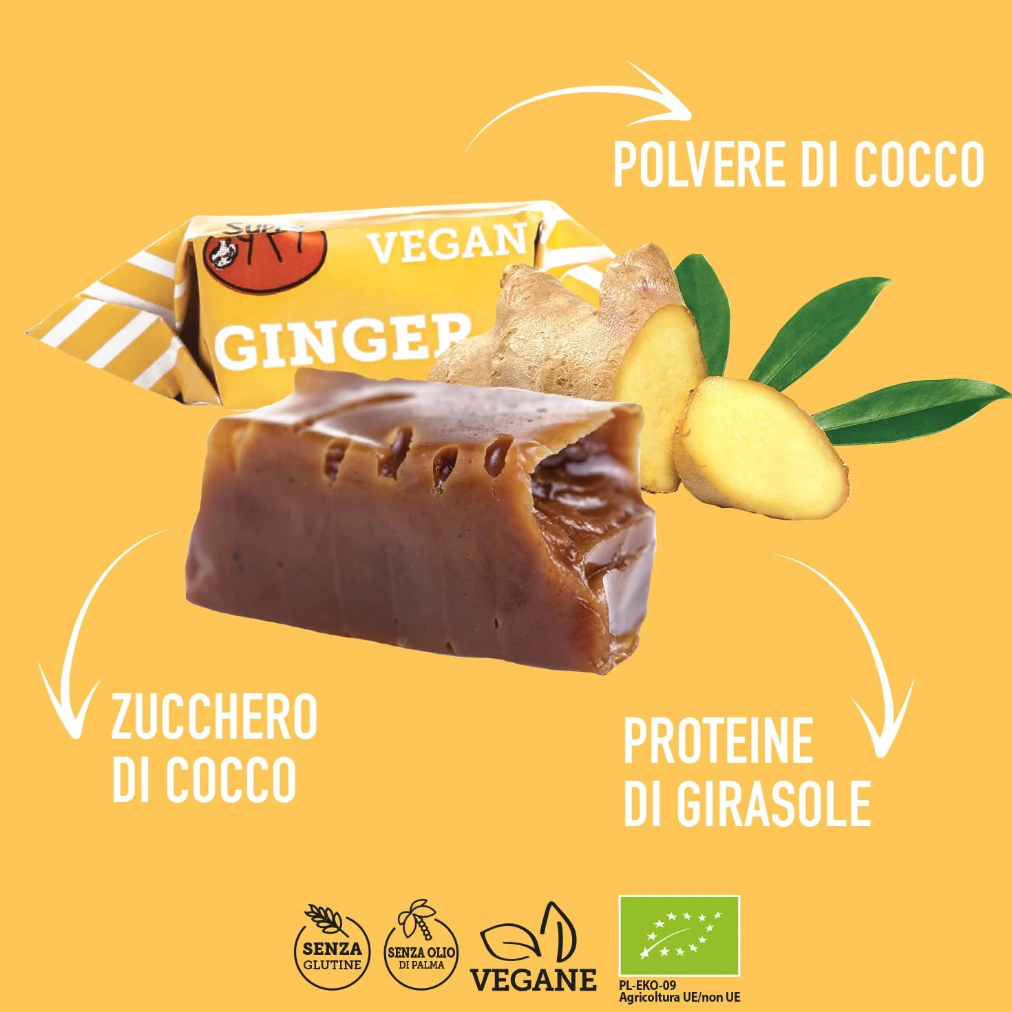 SUPER FUDGiO Ekologiczne krówki bezmleczne | 150 g | imbir
