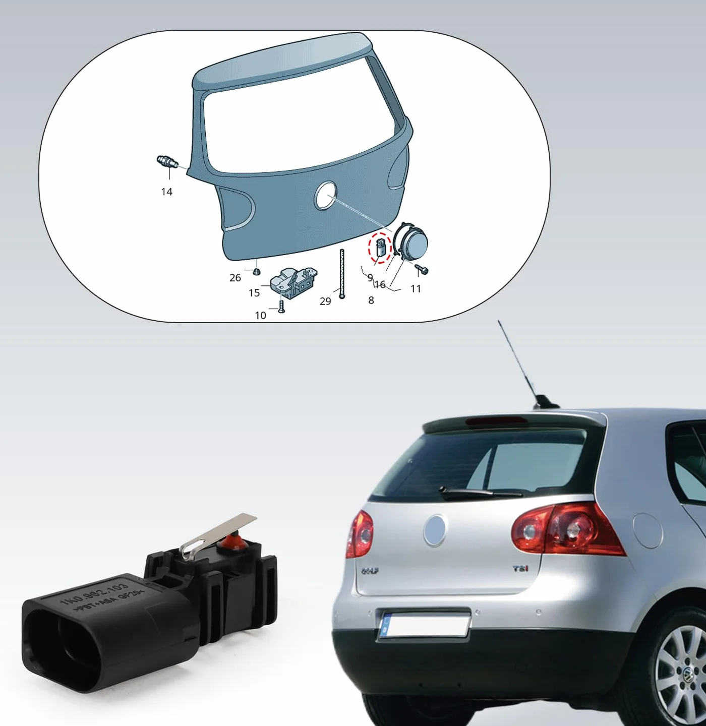 Przełącznik bagażnika Kompatybilny z Golf 5 EOS Passat 2004-2008 1K0962103