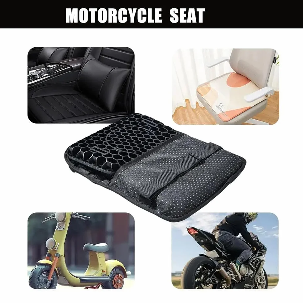 NEWFUN Poduszka na siodełko motocyklowe, uniwersalna żelowa poduszka na siodełko motocyklowe, dostępna dla 3D wysoce rozciągliwe siodełko motocyklowe o strukturze plastra miodu