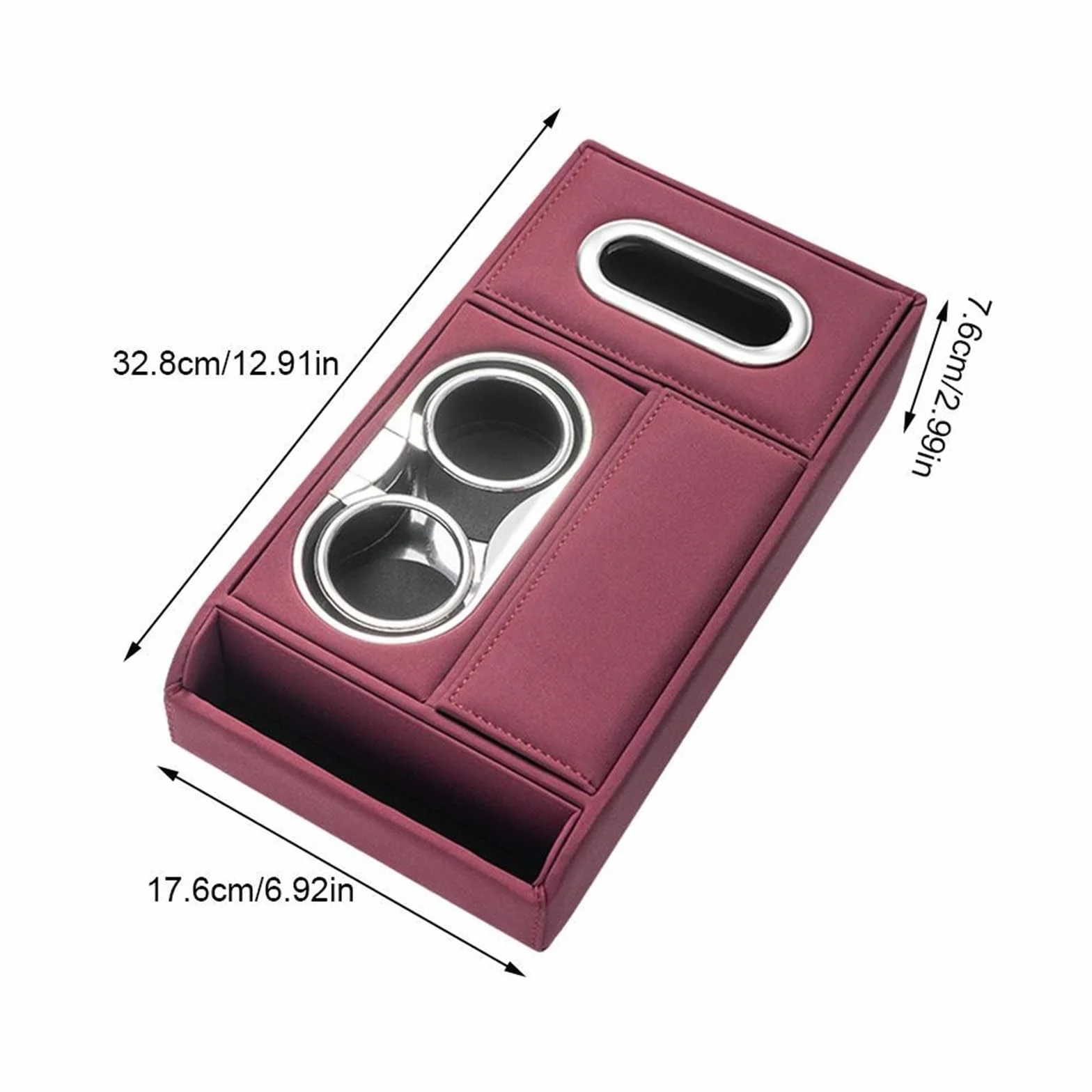 Armsteun Richter Bush Organizer Konsoli Środkowej Wodoodporny Organizer Ze Skóry PU Organizer Do Przechowywania W Konsoli Środkowej Podkładka Podwyższająca Do Schowka(Red)