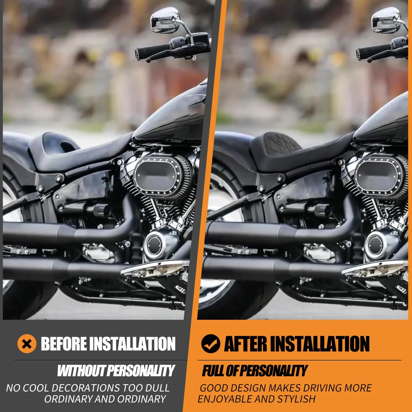 Fotel motocyklowy, kierowca, solo, poduszka na siodełko, pasuje do Harley Softail 114 107 Breakout Fatboy 2018-2024 FXBR FLFBS czarne szwy