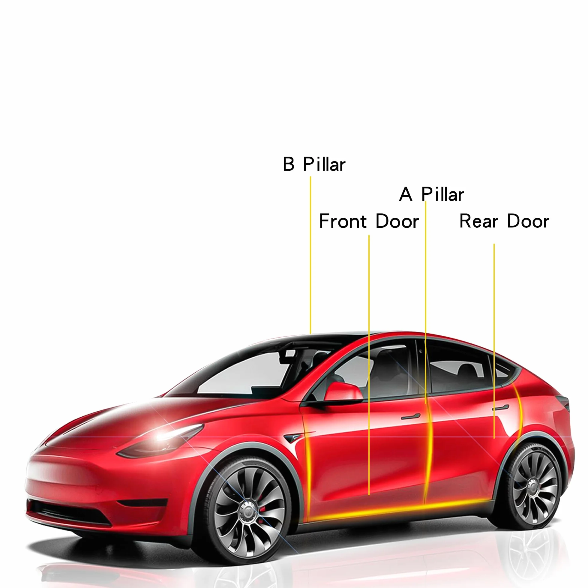 TOPABYTE Zestaw uszczelek do drzwi Tesla Model Y 2020-2024 dźwiękoszczelna gumowa uszczelka przeciwwiatrowa zestaw do redukcji szumów