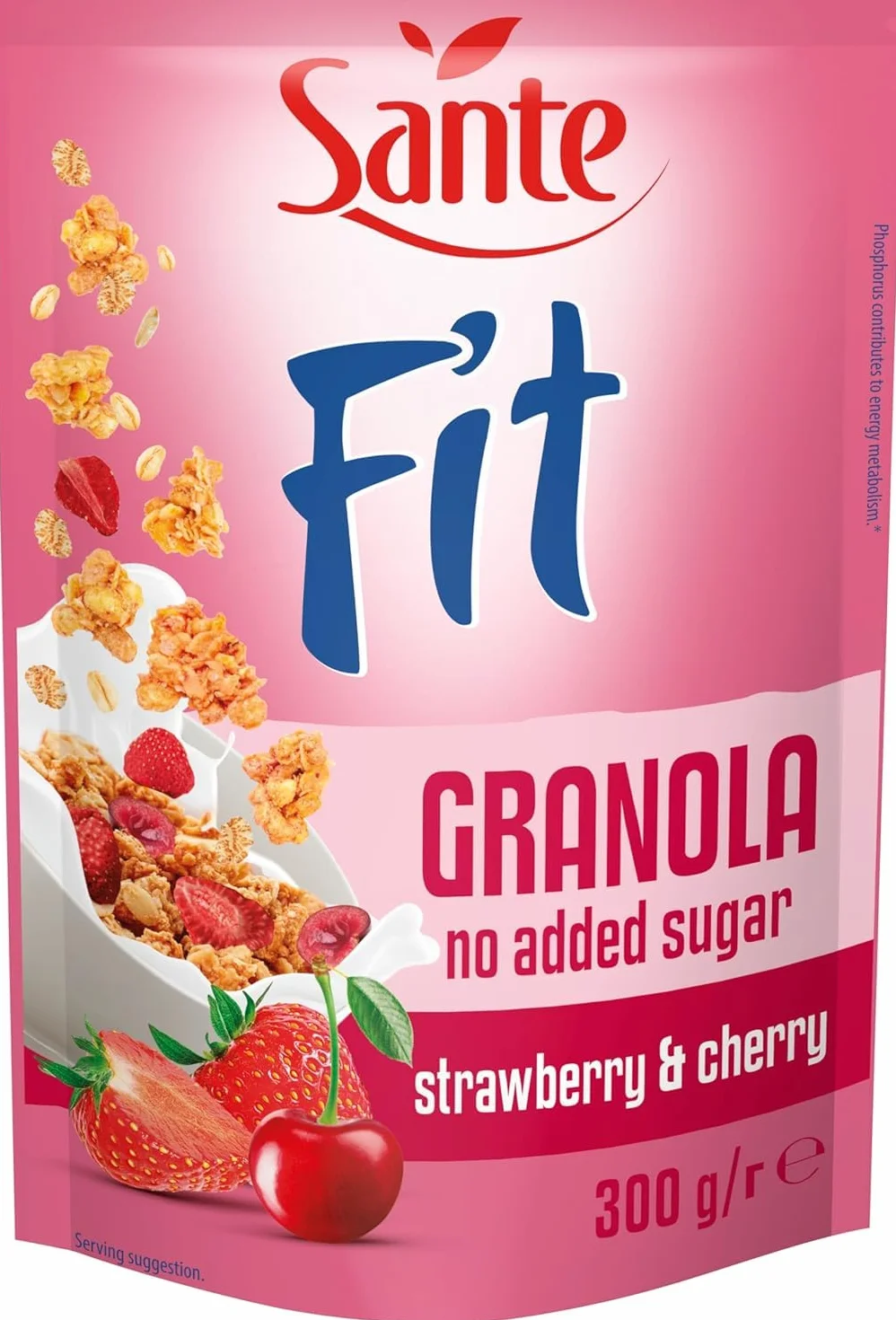 Sante Fit Granola Truskawka Wiśnia Bez Dodatku Cukru 300g