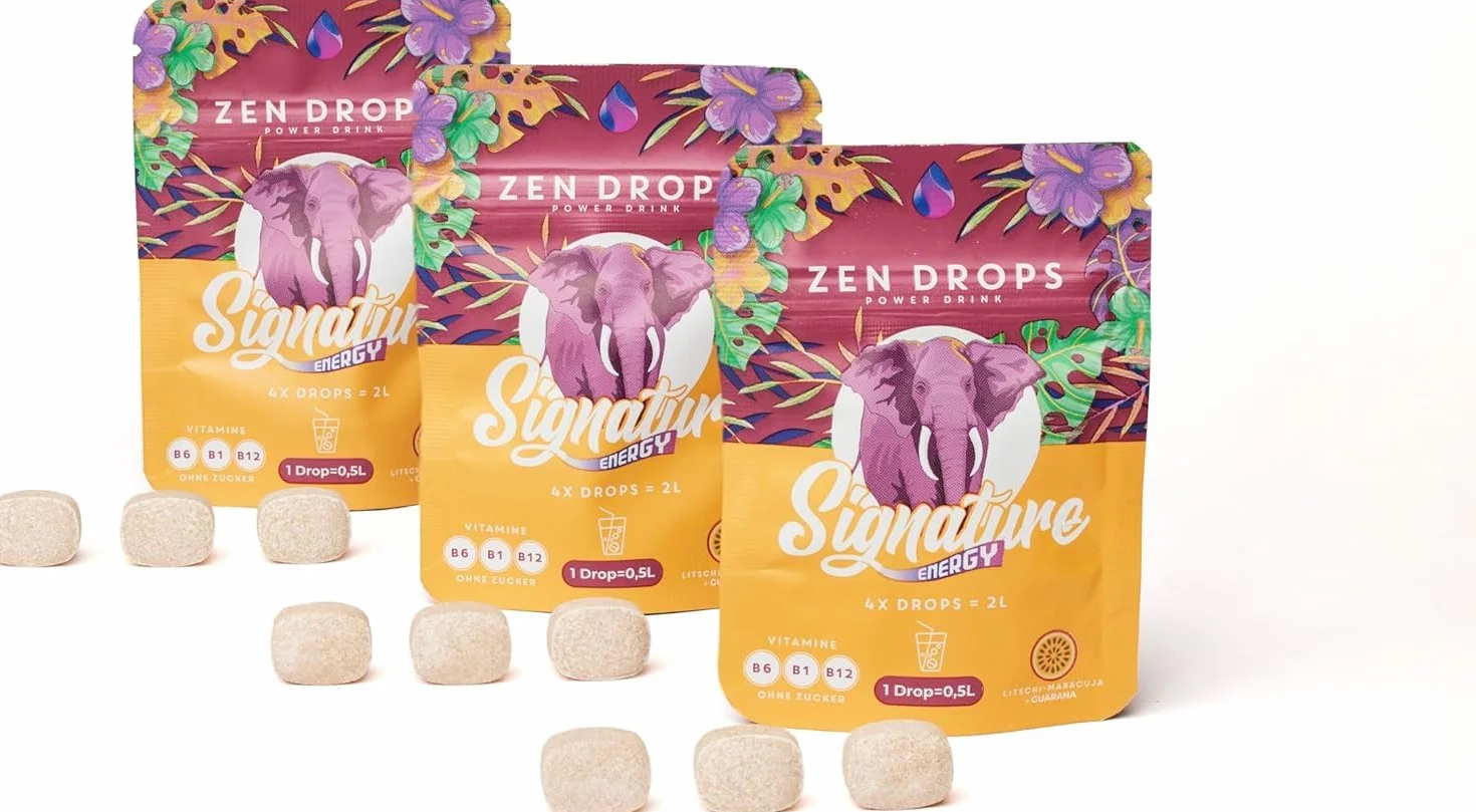 ZEN DROPS – Pakiet korzyści z 12x musującym roztworem napoju witaminowego | 6 litrów napoju | Szybkie i łatwe wchłanianie | Bez cukru (Signature Edition - 12 Drops)
