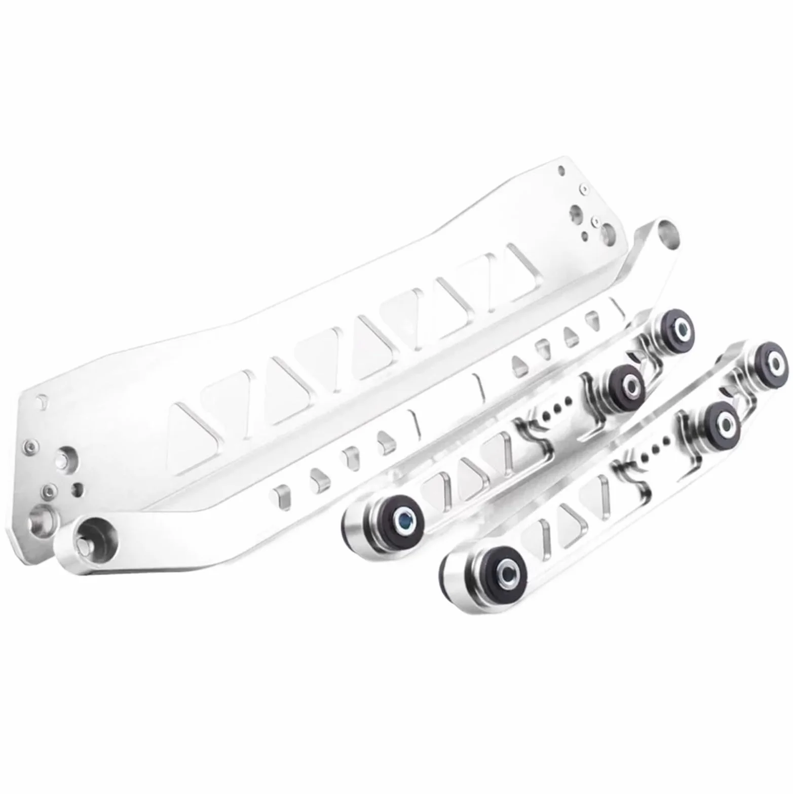 Wahacz samochodowy Aluminiowa tylna rama pomocnicza Billet + drążek stabilizujący + dolny wahacz tylny pasujący do Honda Civic EG 92-95 Wahacz sterujący(Silver)