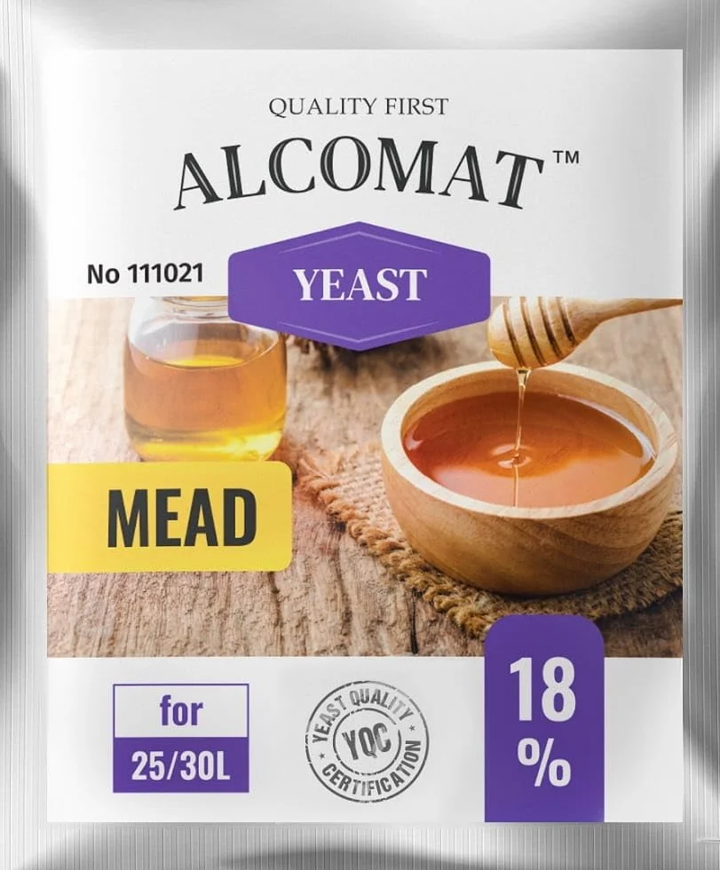 Alcomat Mead Yeast drożdże do wina miodowego, drożdże alkoholowe, 30 l, regularne tempo fermentacji do 18%, 3 sztuki
