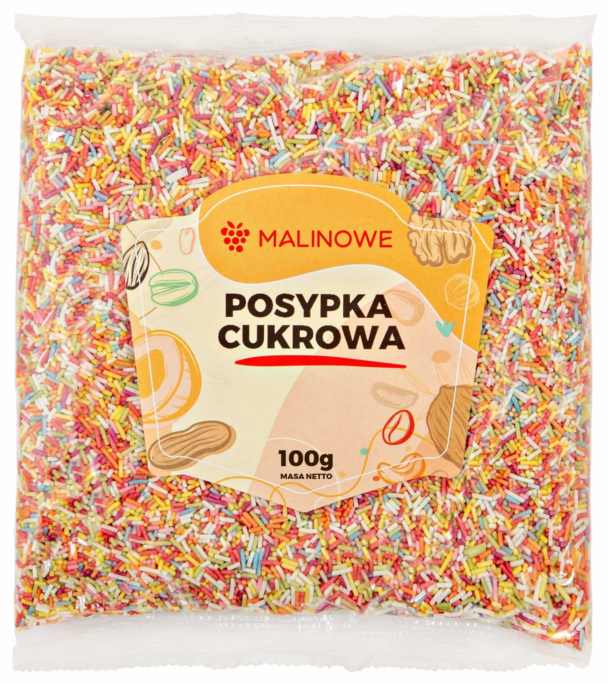 Malinowe POSYPKA CUKROWA 100g Kolorowe Pałeczki Mix