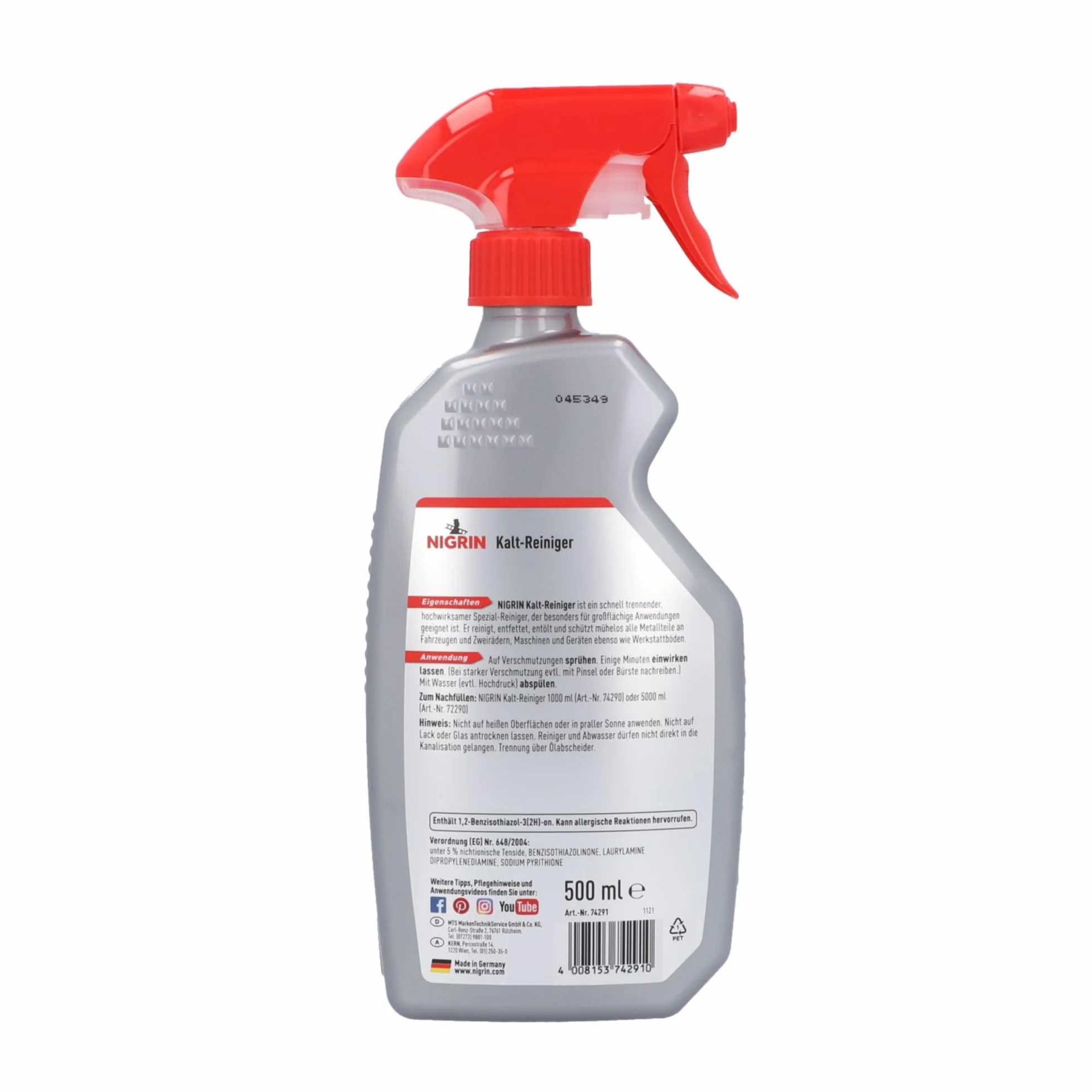 NIGRIN 74291 środek do czyszczenia na zimno 500 ml, rozpylacz pompy