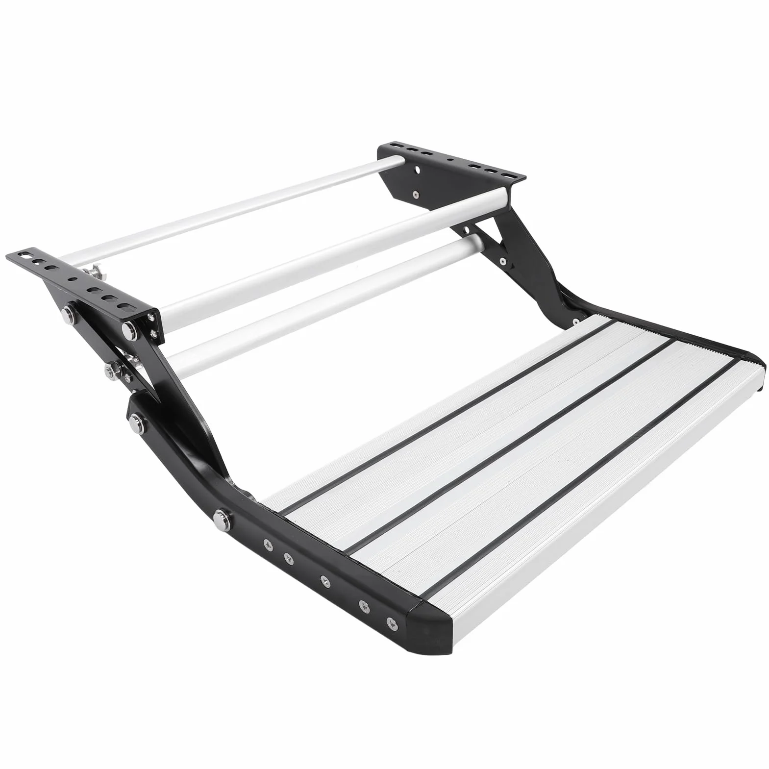 Stopień do Samochodu Kempingowego, stopień do Samochodu Kempingowego, Składana Drabina Aluminiowa, Szeroka Powierzchnia Antypoślizgowa, nośność do 200 Kg, Drabinka Schodowa Jako