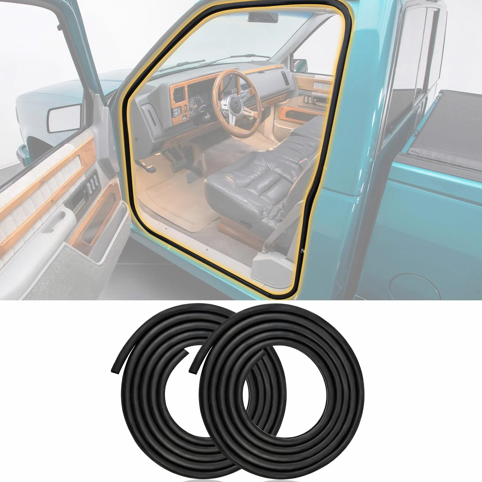 1 para uszczelek do drzwi 1988-2000, kompatybilna z Chevy GMC C1500 C2500 C3500 K1500 K2500 K3500, do Suburban Yukon Blazer Tahoe, gumowa uszczelka wykończeniowa, przednia lewa + prawa strona