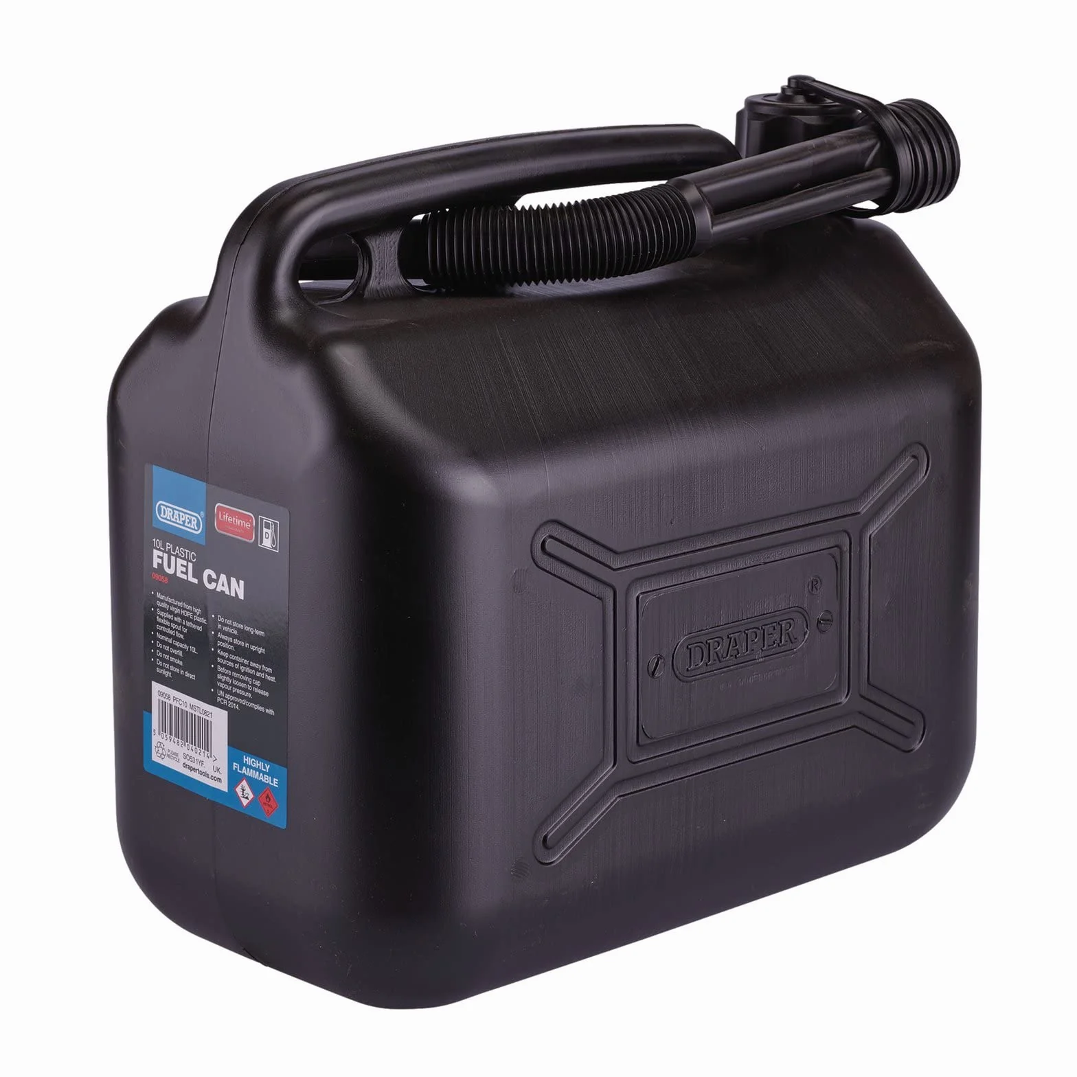Draper 09058 Plastikowy kanister na paliwo, 10 l, czarny