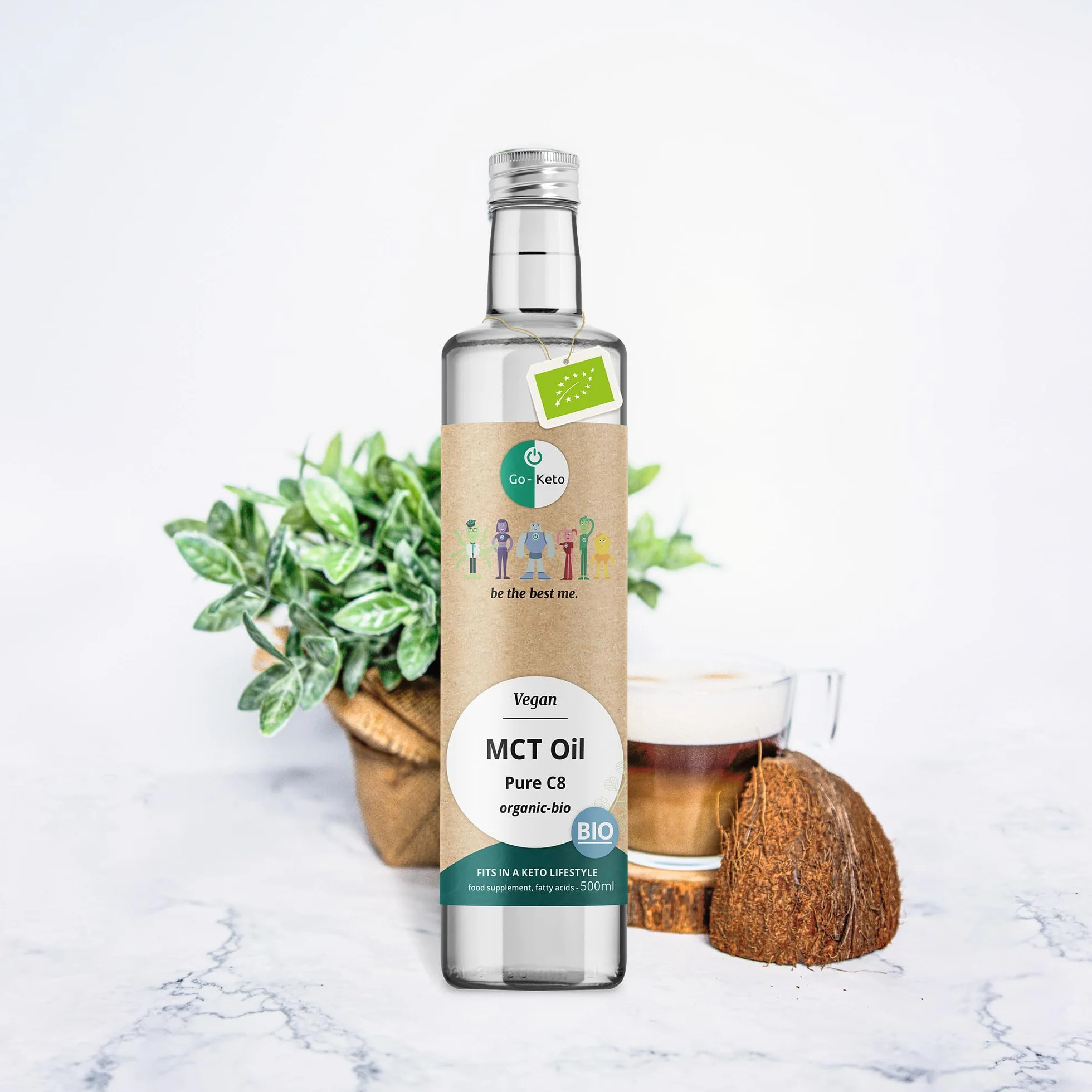 Go-Keto BIO MCT Oil C8 500ml – organiczny olej MCT C8 z BIO oleju kokosowego, Keto Coffee Creamer