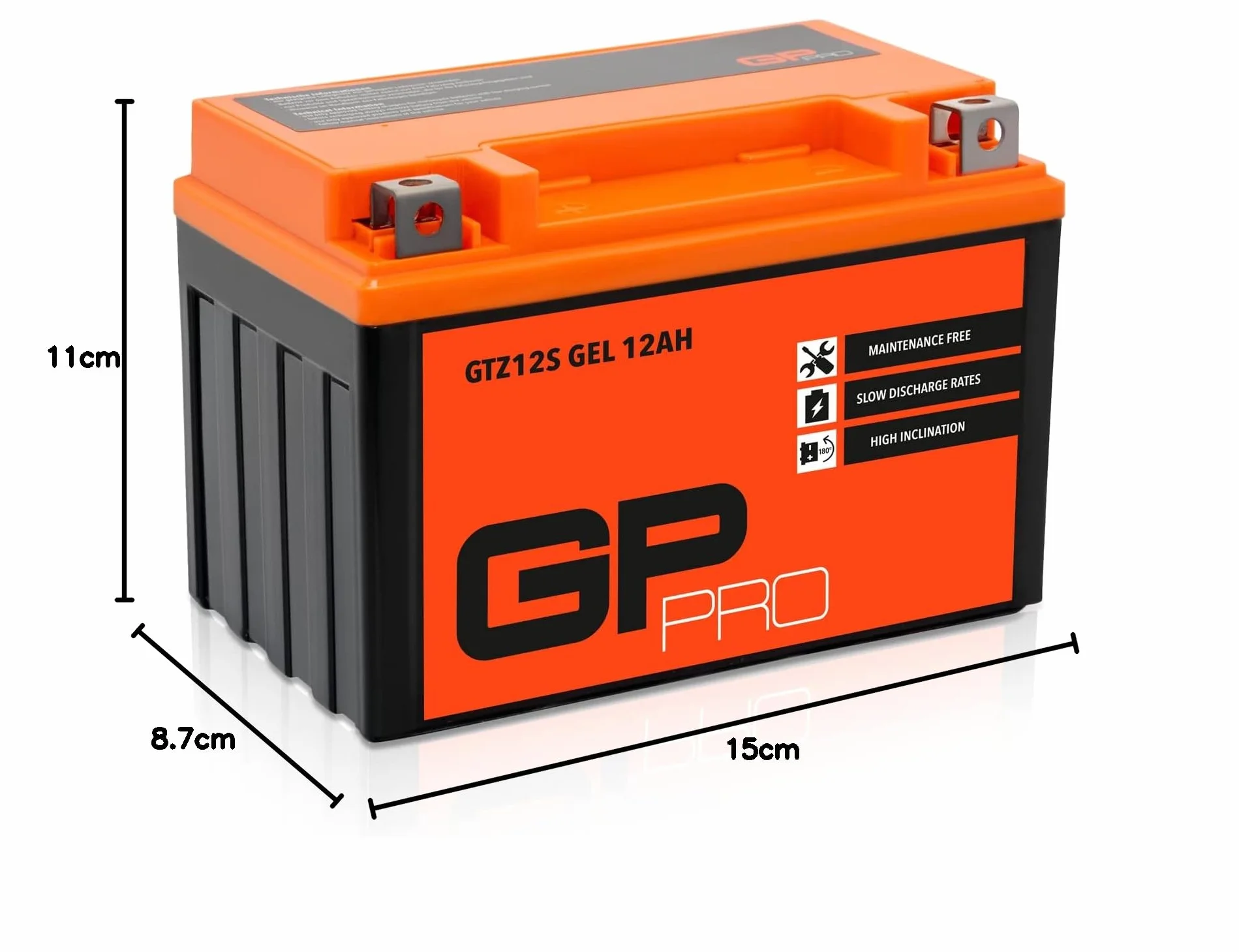 GP-PRO Akumulator rozruchowy GTZ12S 12 V 12Ah GEL (kompatybilny z YTZ12S / YTZ14S) (bezobsługowy/uszczelniony) akumulator motocyklowy np. do Hondy