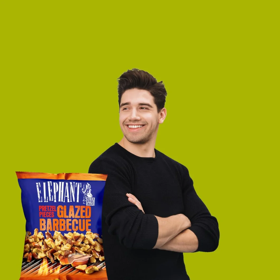 Elephant Glazed BBQ Pretzel Pieces – chrupiąca przyjemność z maratonu seryjnego – 3 x 125 g opakowanie zapasowe, w kartonie Needforsweet