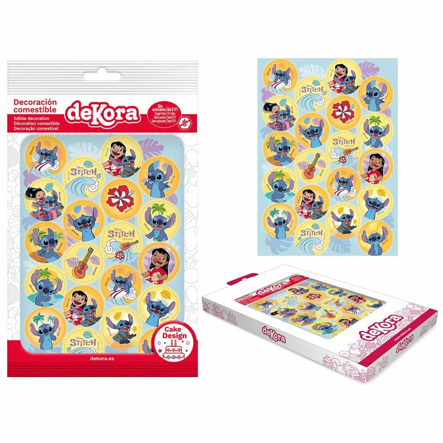 Dekoracje Do Ciast Na Dziecięce Urodziny - Mini Dyski Ze Stitchem 3,4 cm - Papier Spożywczy Na Ciasteczka, Babeczki, Torty
