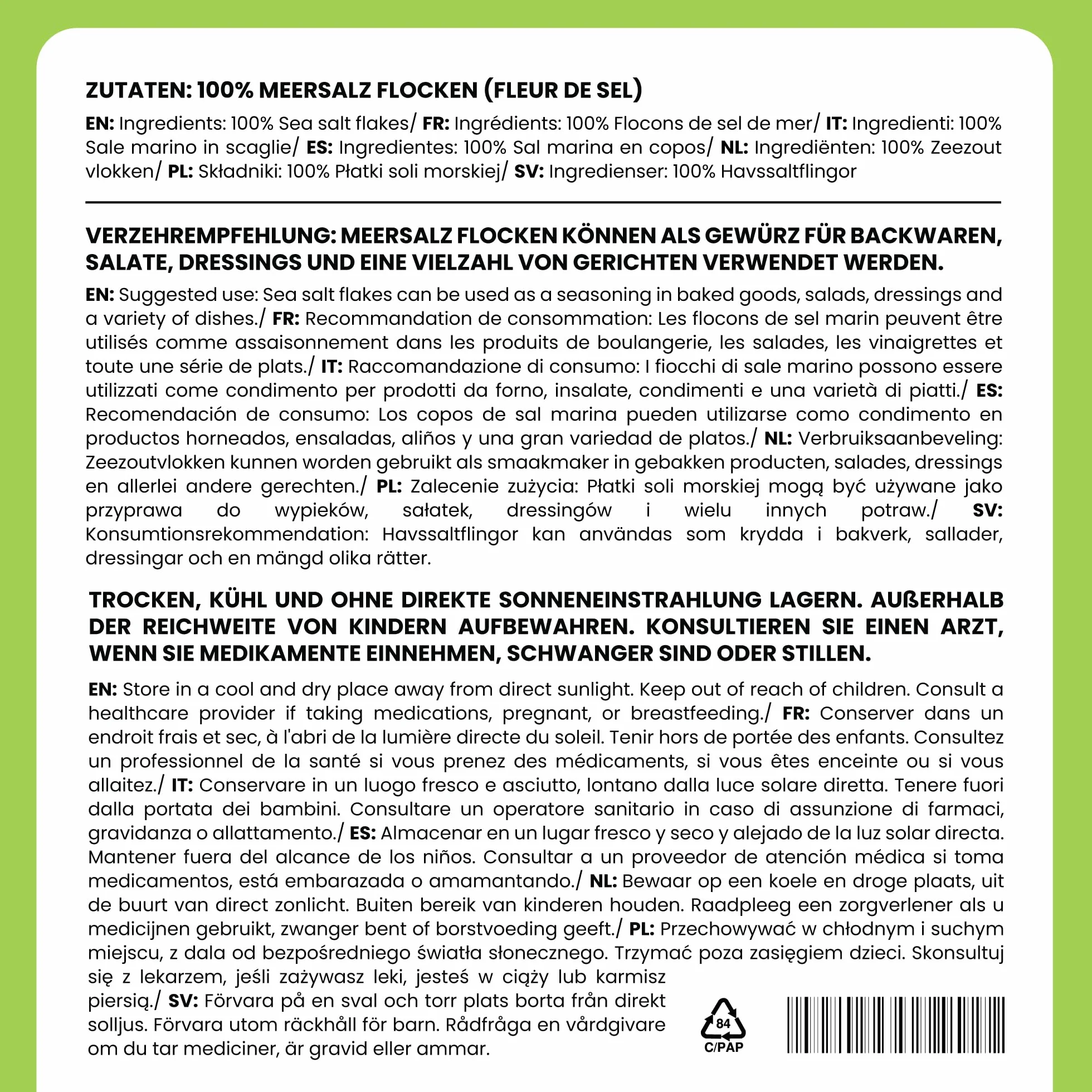 Alpi Nature Fleur de Sel Płatki Soli Morskiej 100g, Kryształki Soli Morskiej 0,5–2 mm z Afryki Południowej do Gotowania Gourmet