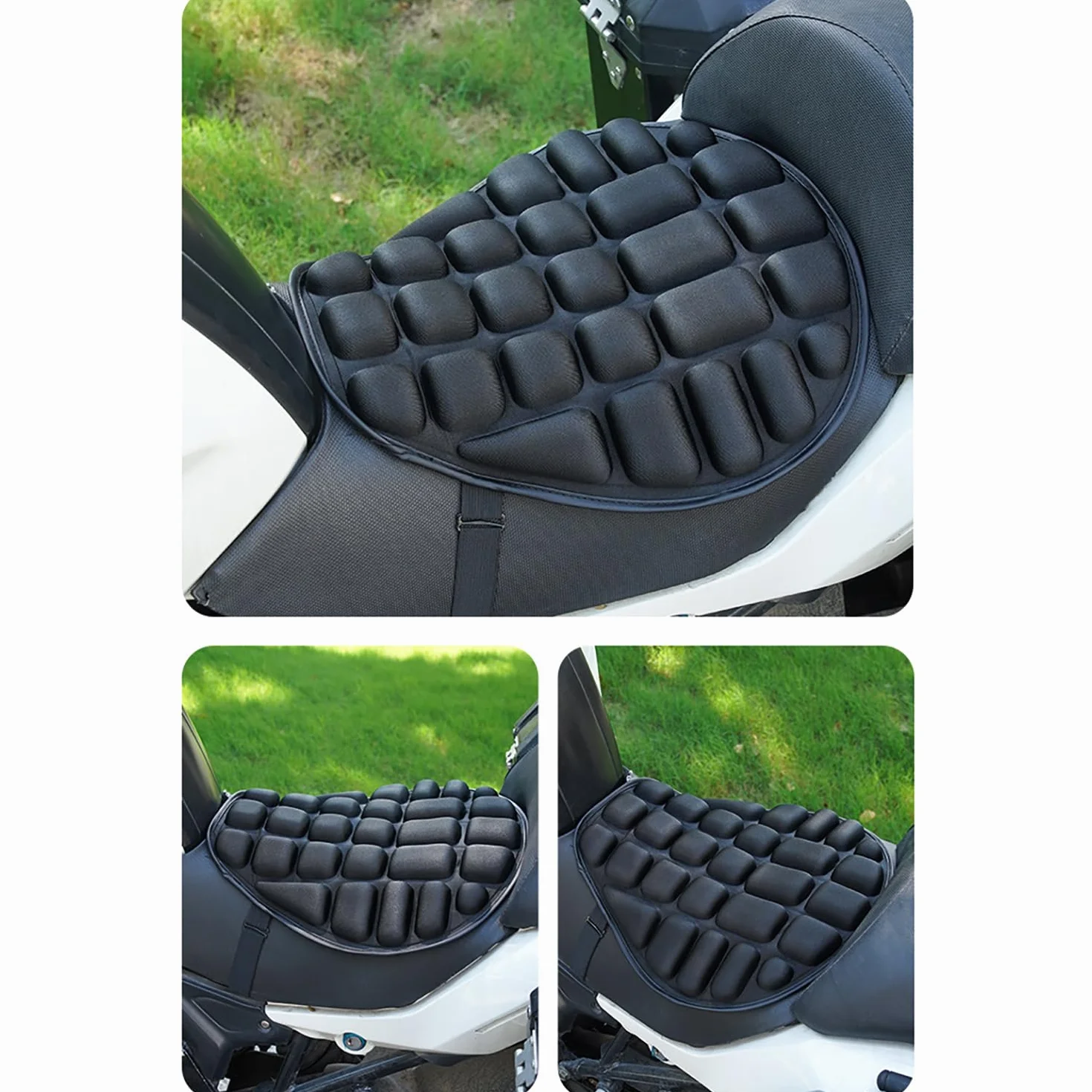 Poduszka do siedzenia na motocykl, oddychająca, amortyzująca wstrząsy, 1 sztuka, antypoślizgowa, nadaje się do większości motocykli, odporna na uderzenia i funkcja redukcji ciśnienia